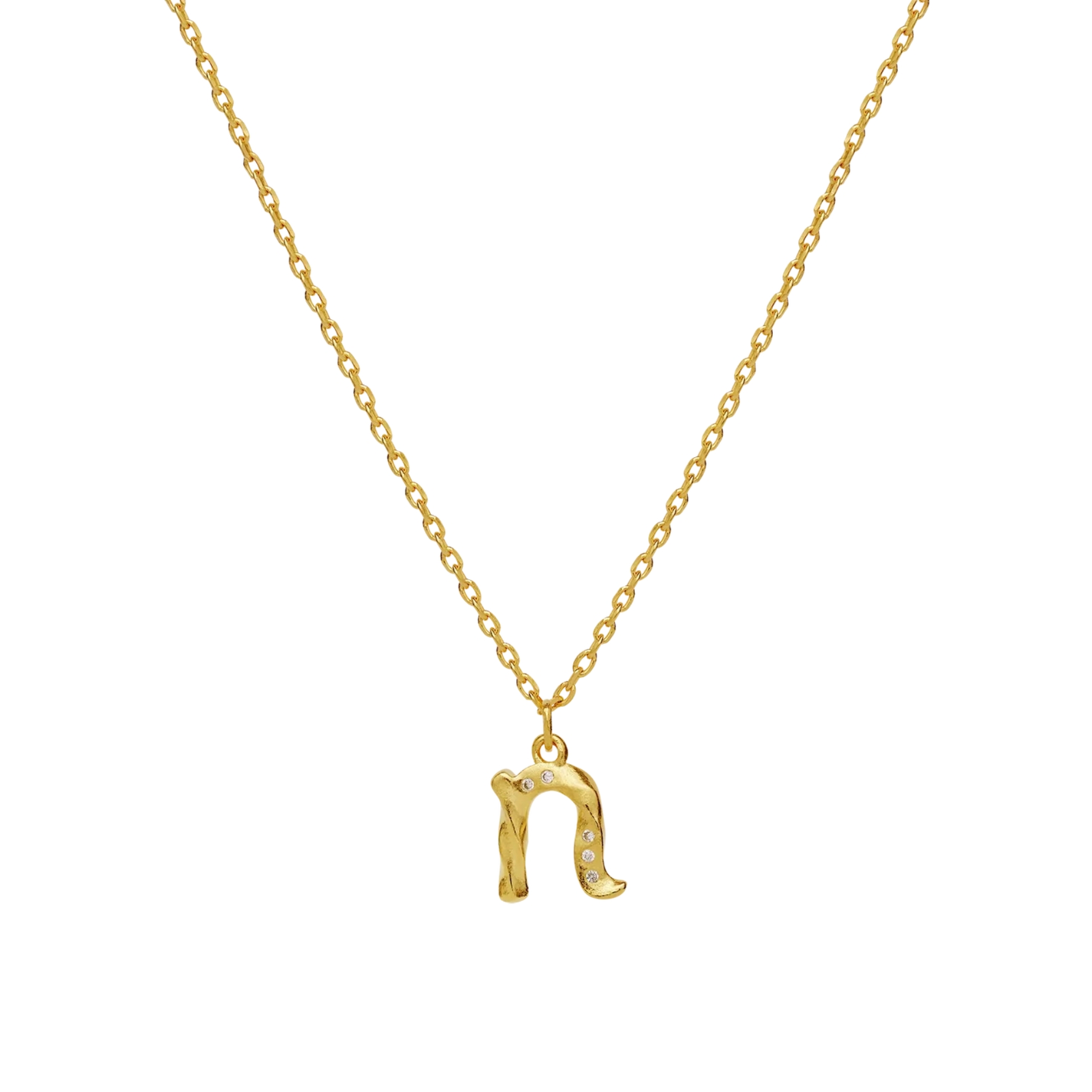 Alphabet Necklace N - Couleur or, Blanc