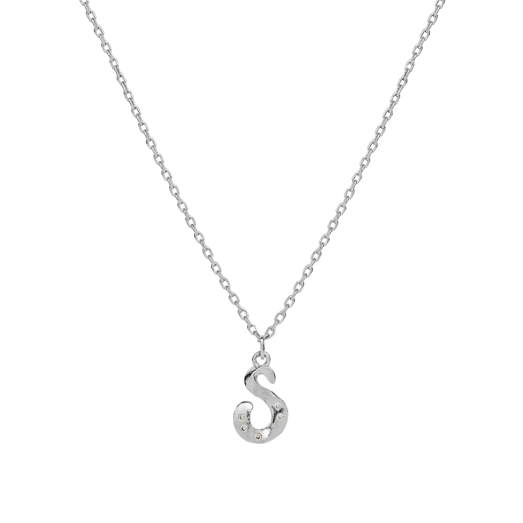 Alphabet Necklace S - Hopeanvärinen, Valkoinen