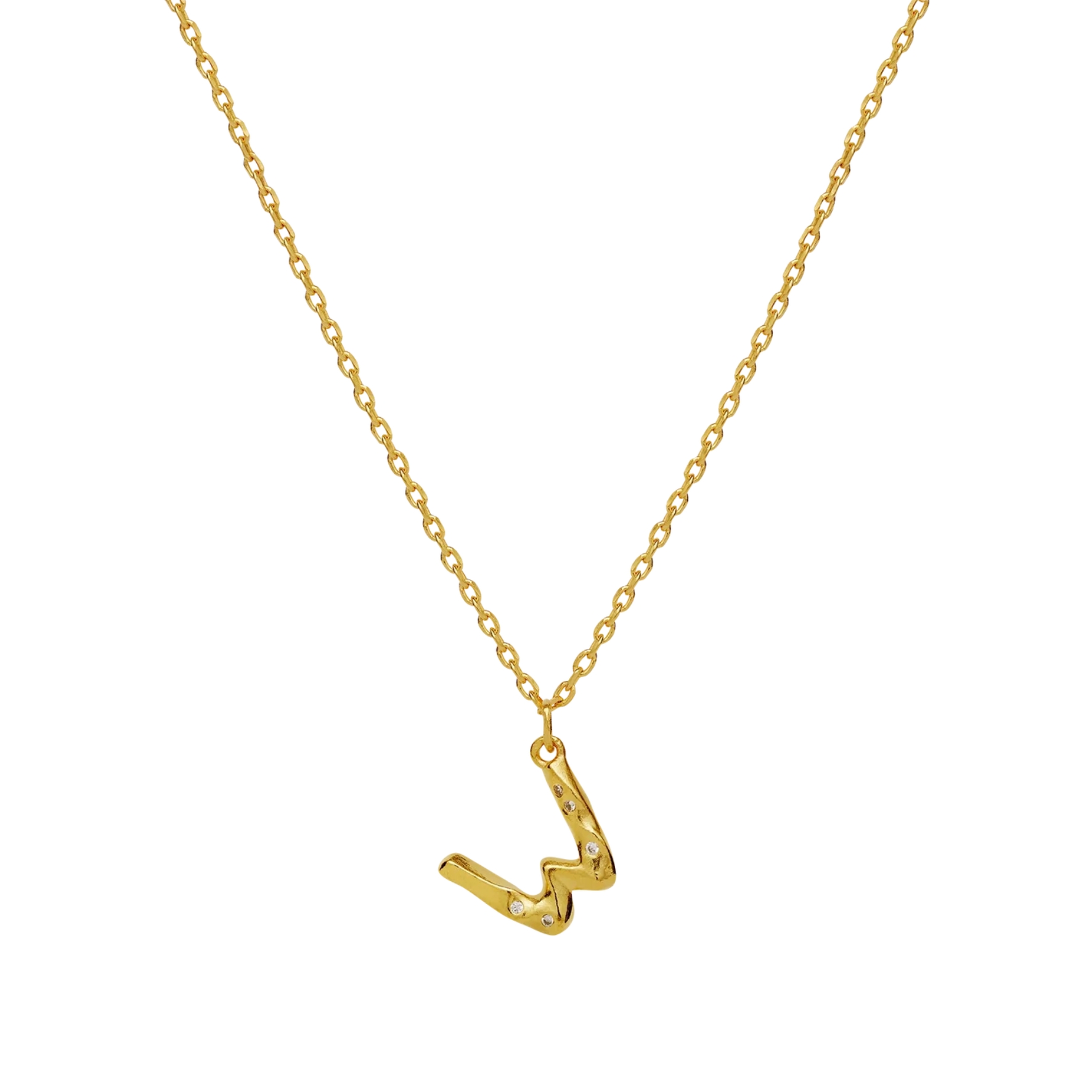 Alphabet Necklace W - Couleur or, Blanc