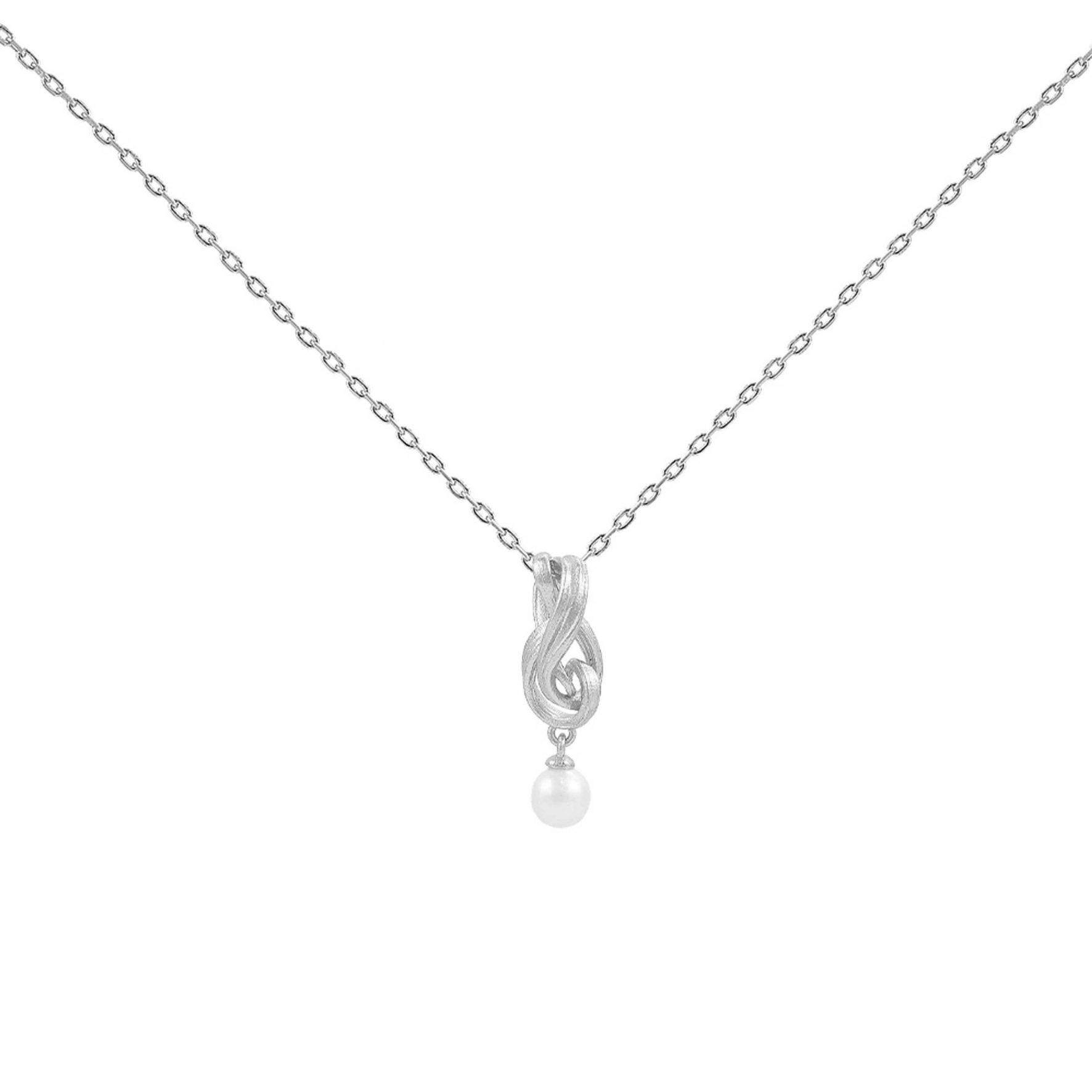 Tiril Necklace - Hopeanvärinen, Valkoinen