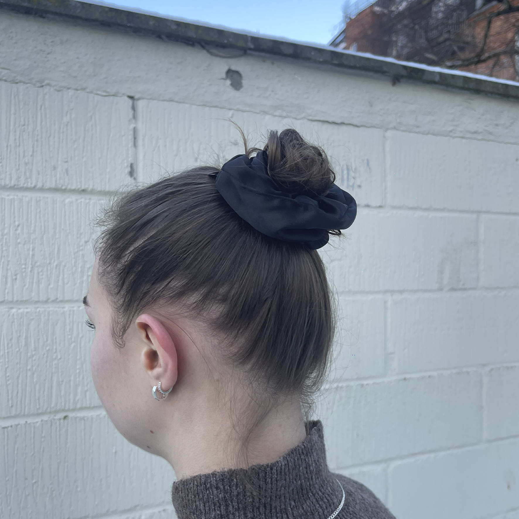 4-Pack Hair Scrunchie Black Satin