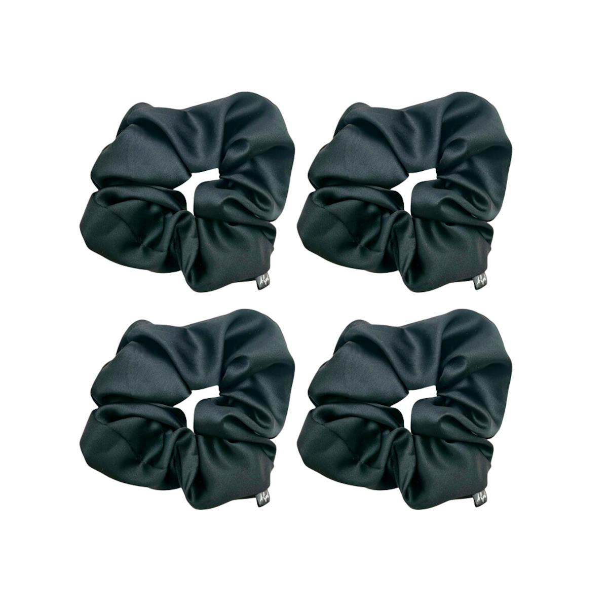 4-Pack Hair Scrunchie Black Satin