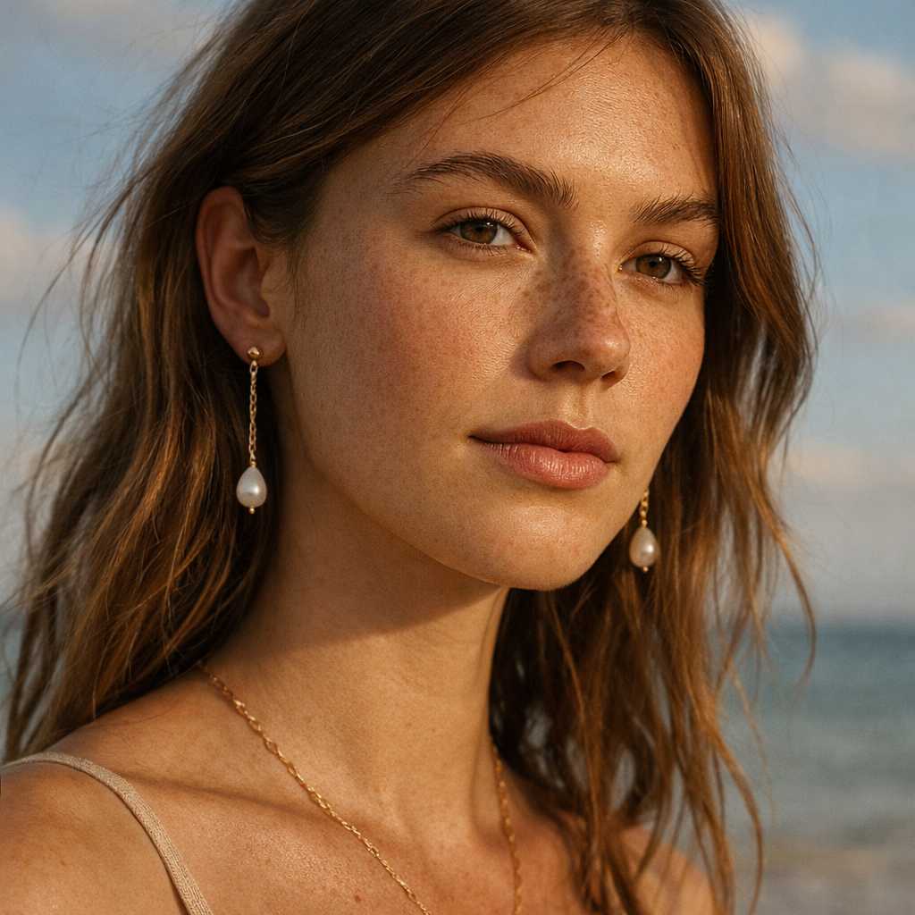 Elva Pearl Chain Earrings