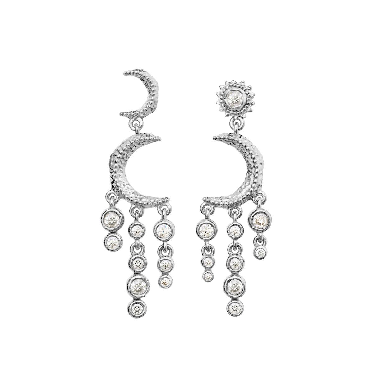 Silver moon maanstens earring