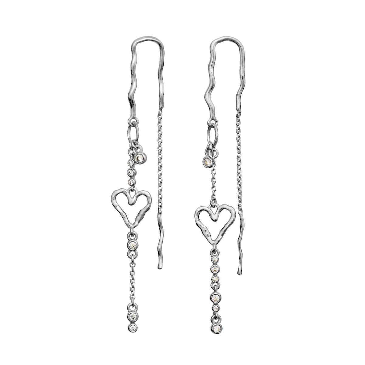 silver heart earchains