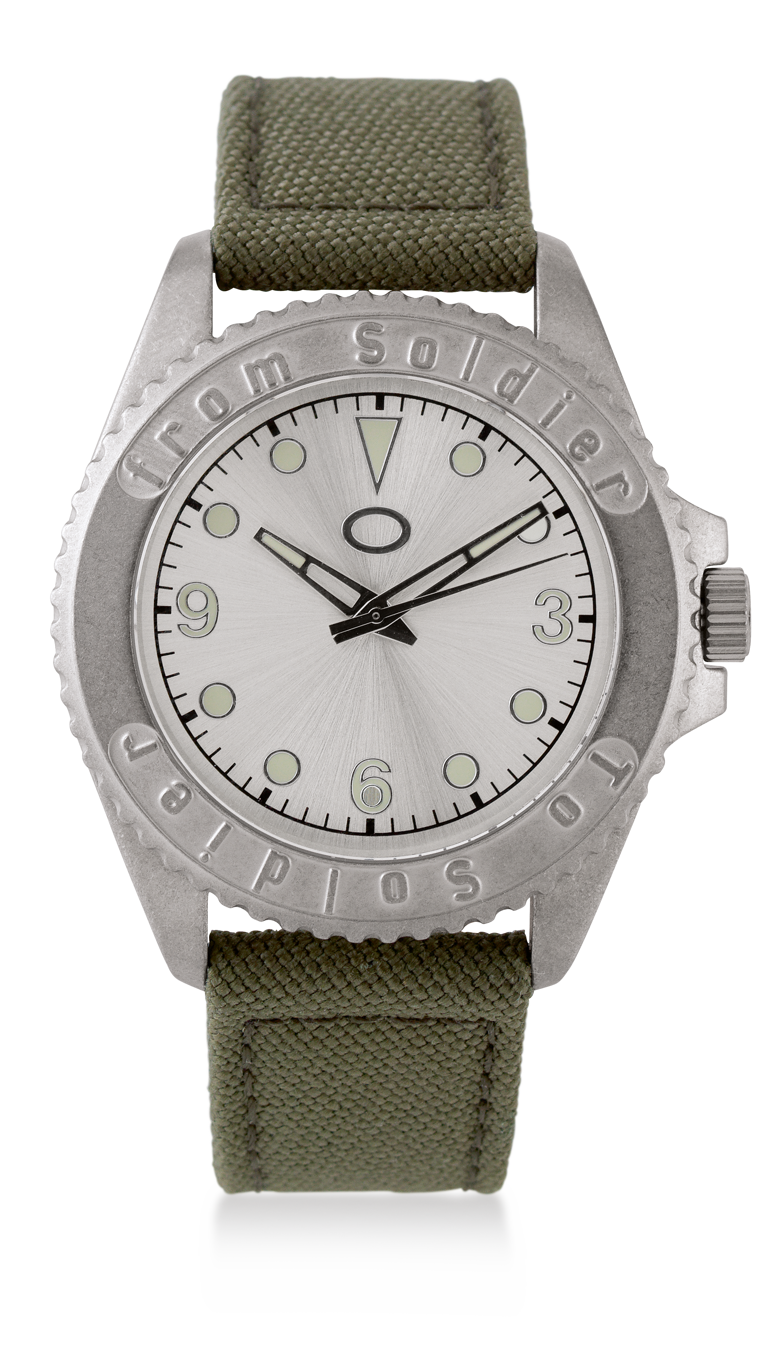FSTS Watch Stainless Steel 5 ATM Miyota Mov't Green Canvas Strap