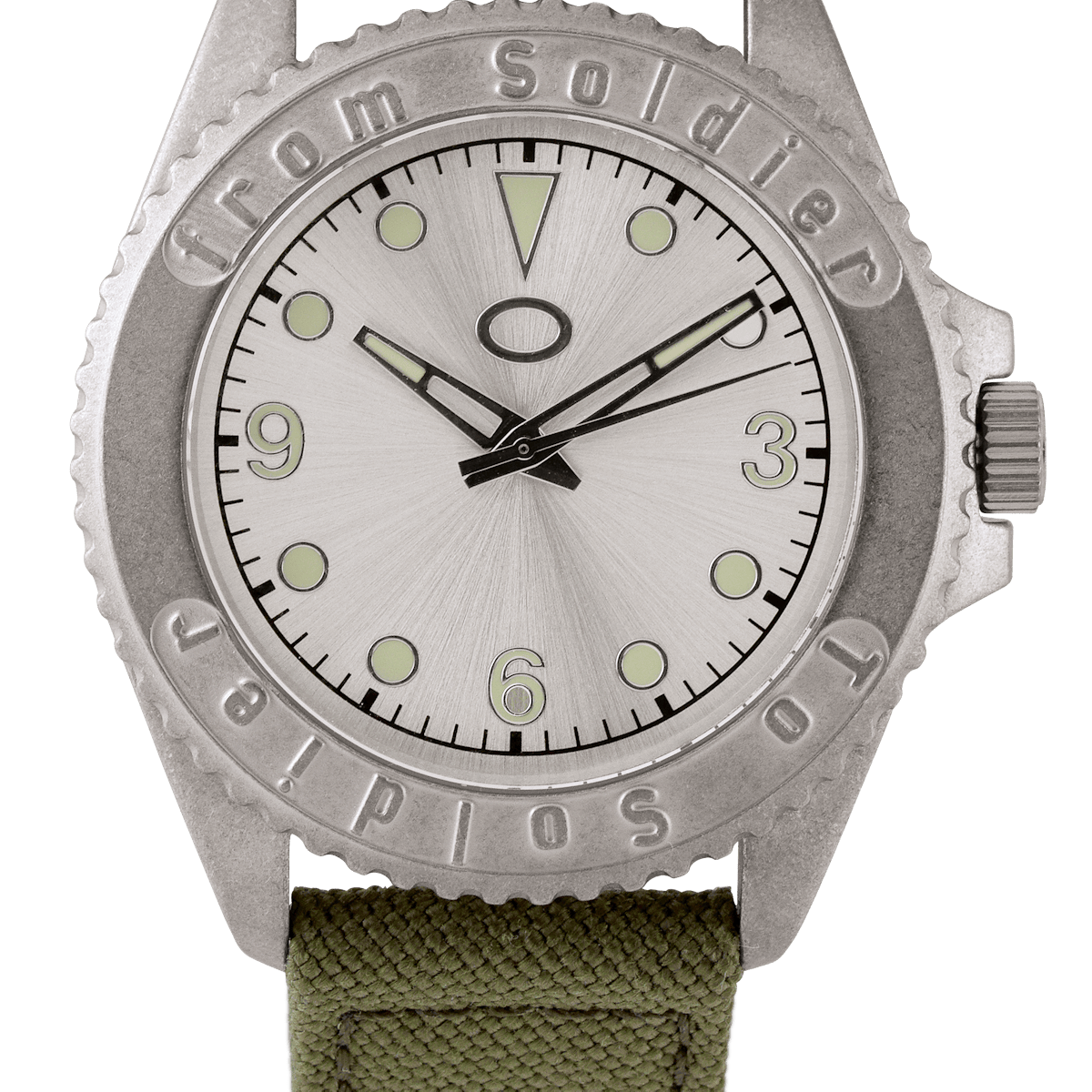 FSTS Watch Stainless Steel 5 ATM Miyota Mov't Green Canvas Strap