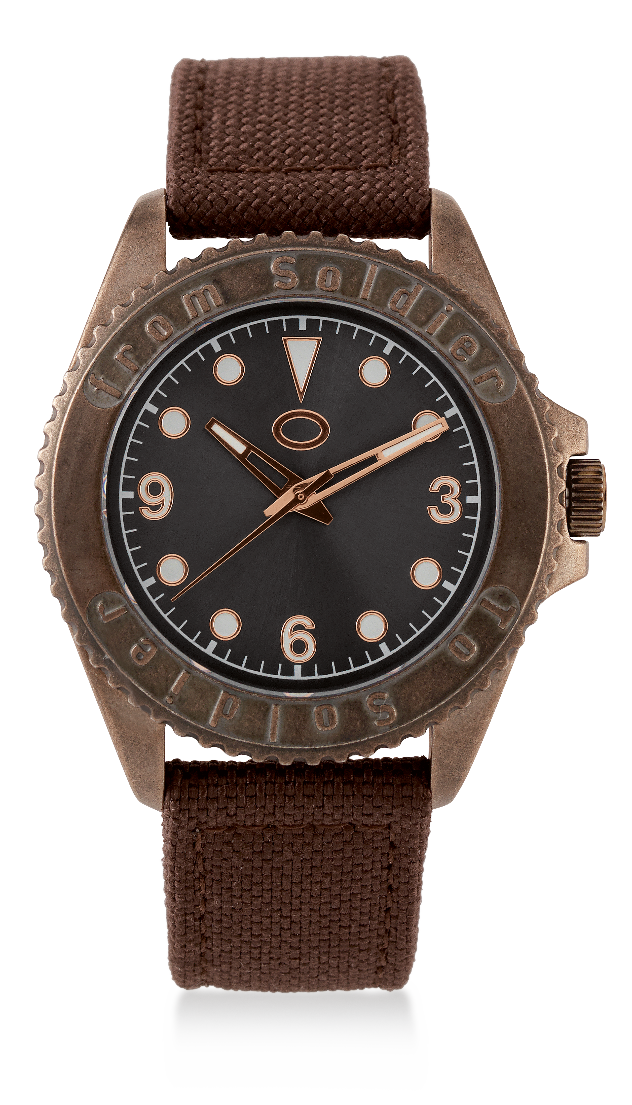 FSTS Watch Stainless Steel 5 ATM Miyota Mov't Brown Canvas Strap