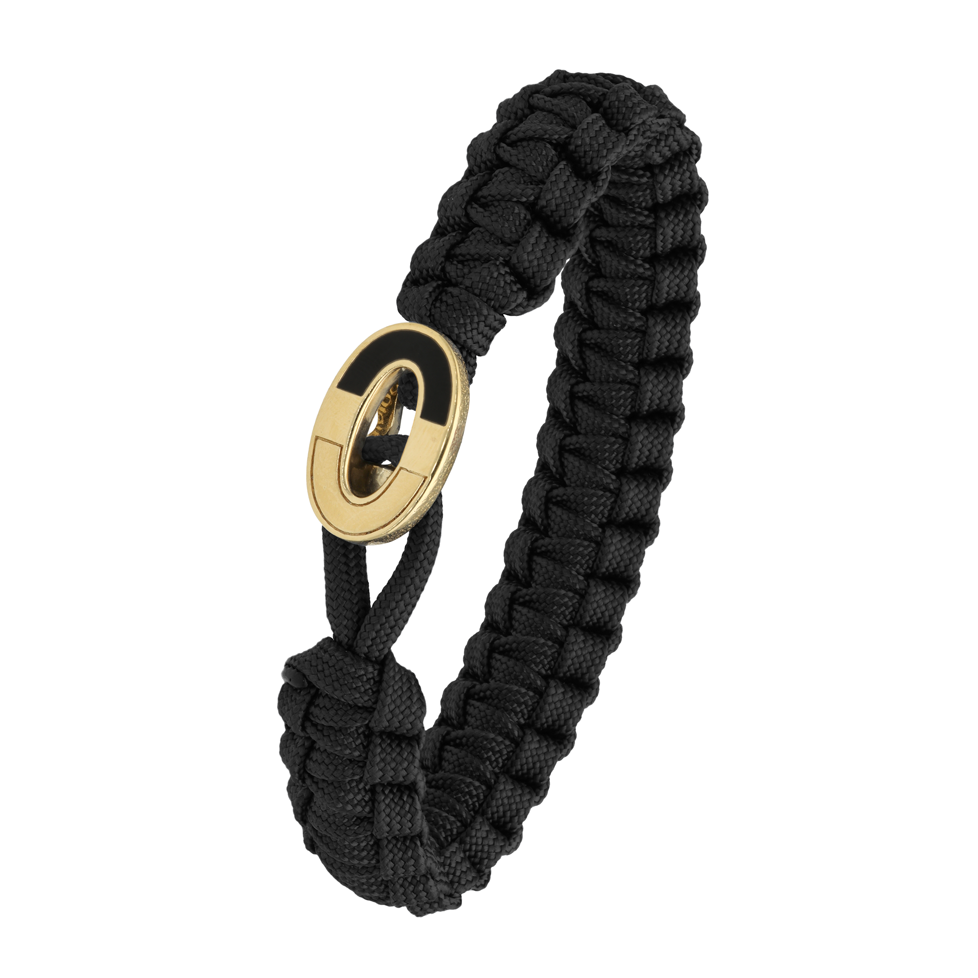 FSTS Bracelet Black with Dark Bright Gold Plated Sterling Silver Lock