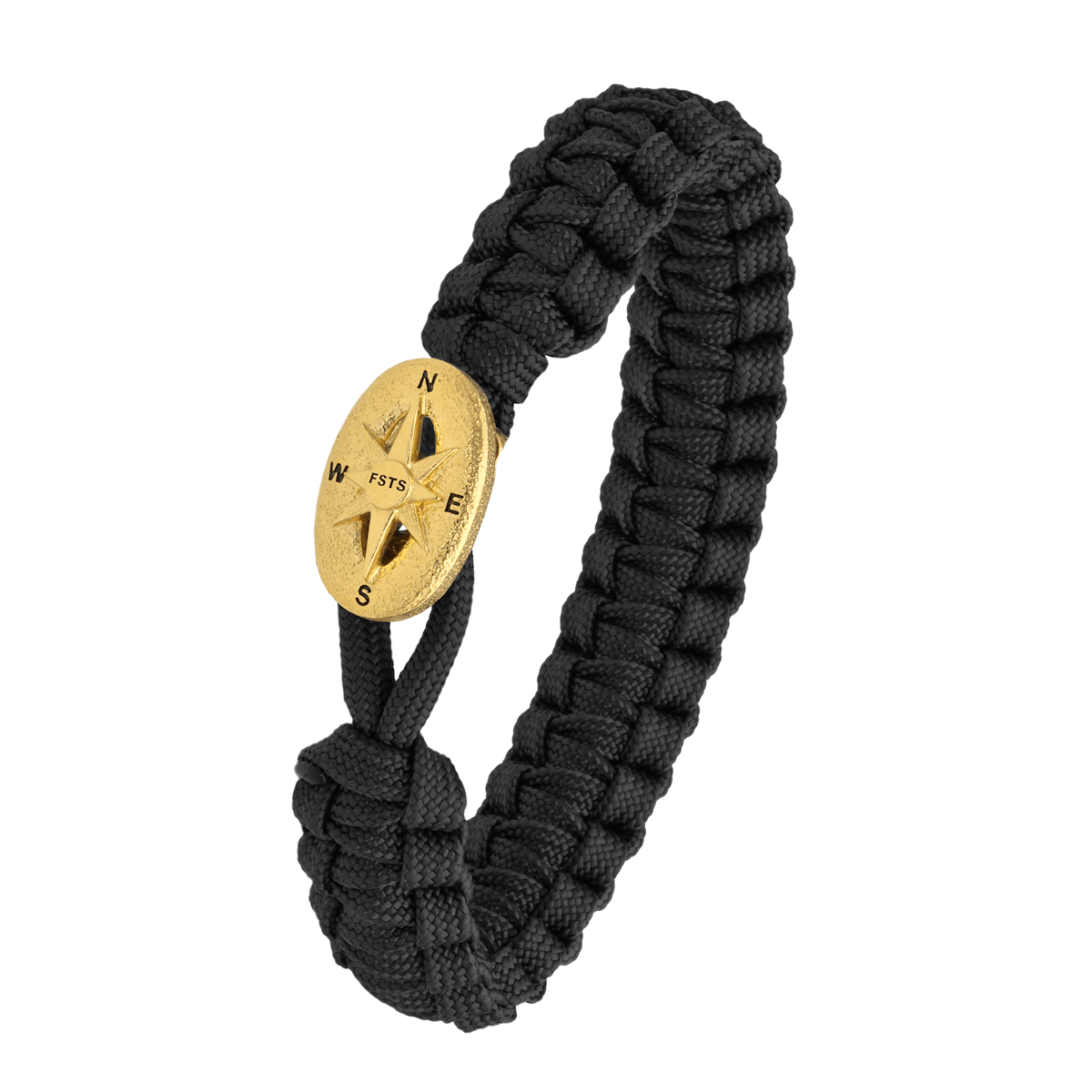 FSTS Bracelet Black with Gold Plated Sterling Silver Compass Lock