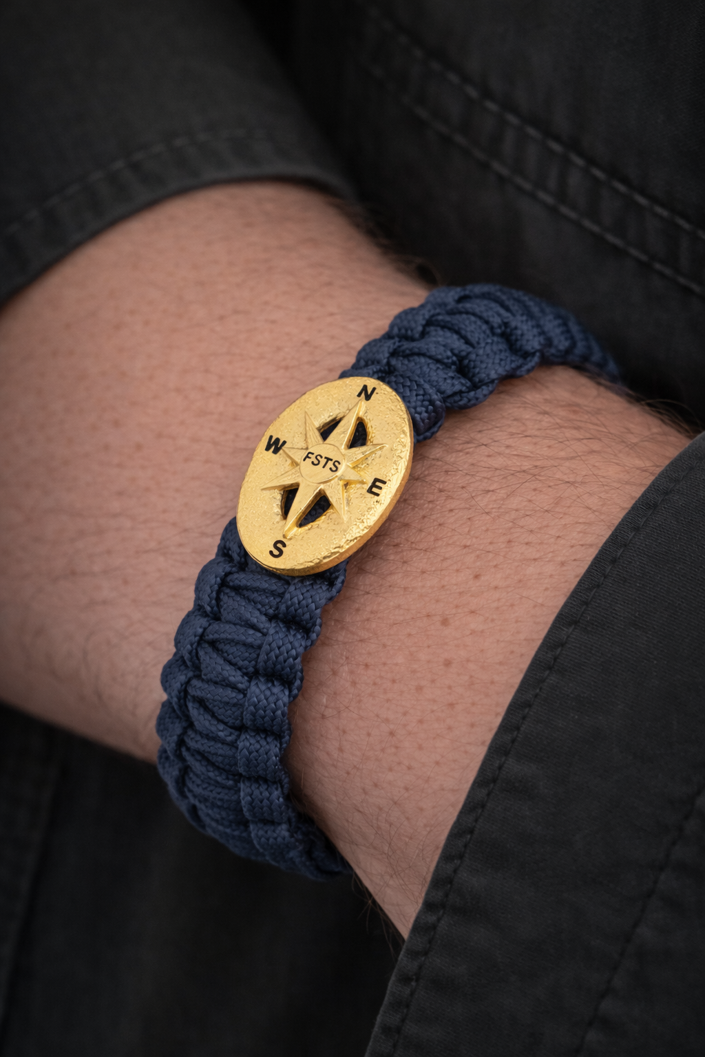 FSTS Bracelet Blue with Gold Plated Sterling Silver Compass Lock