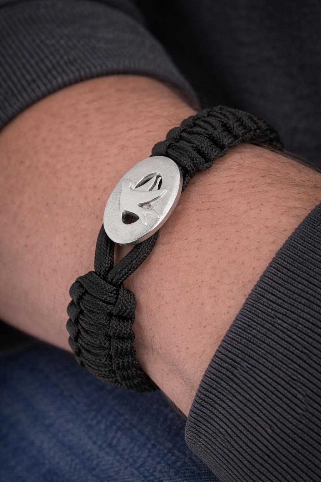 FSTS Bracelet Black with Sterling Silver Peace Dove Lock