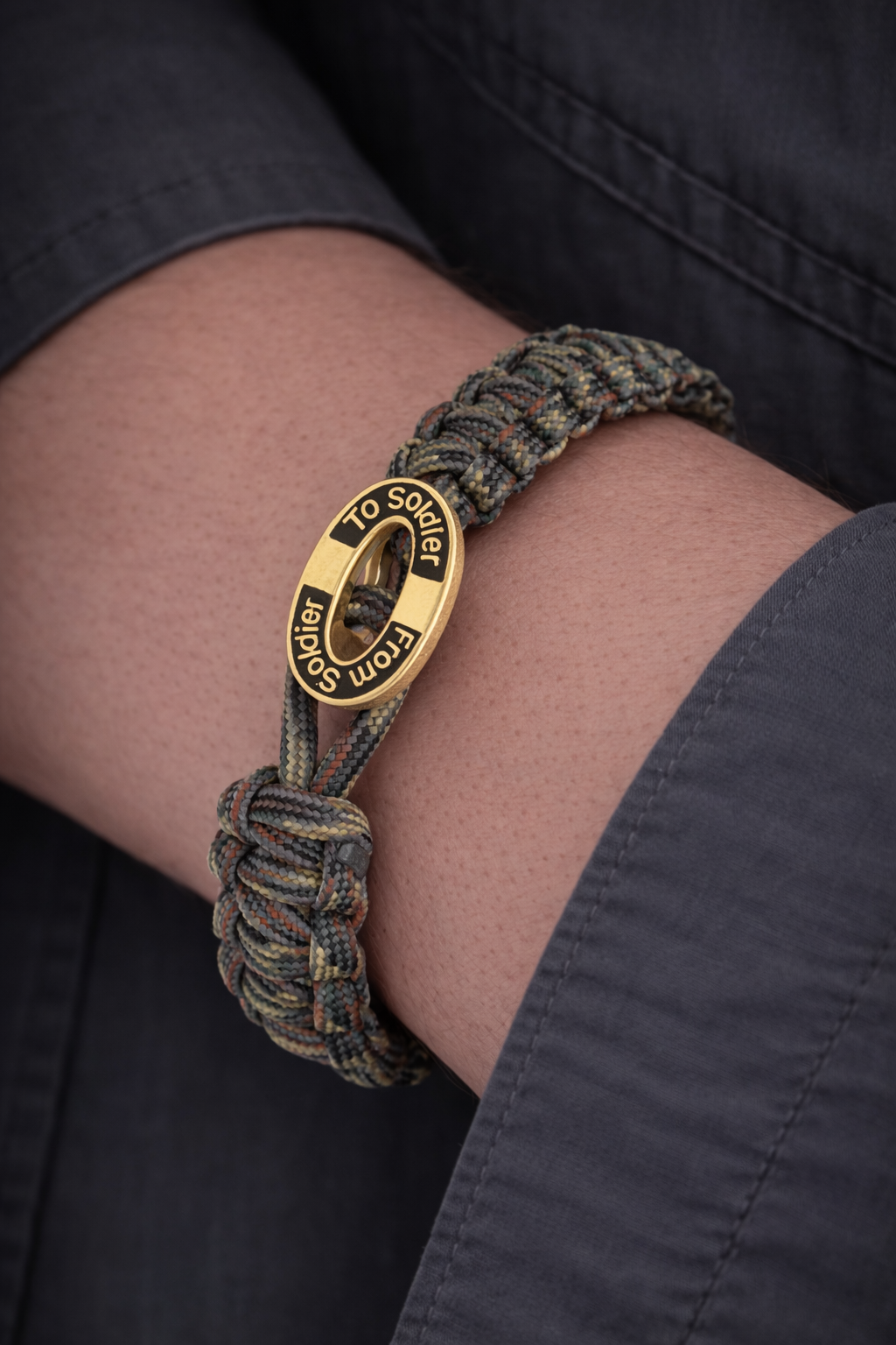 FSTS Bracelet Camouflage with Gold Plated Sterling Silver Black Enamel Lock
