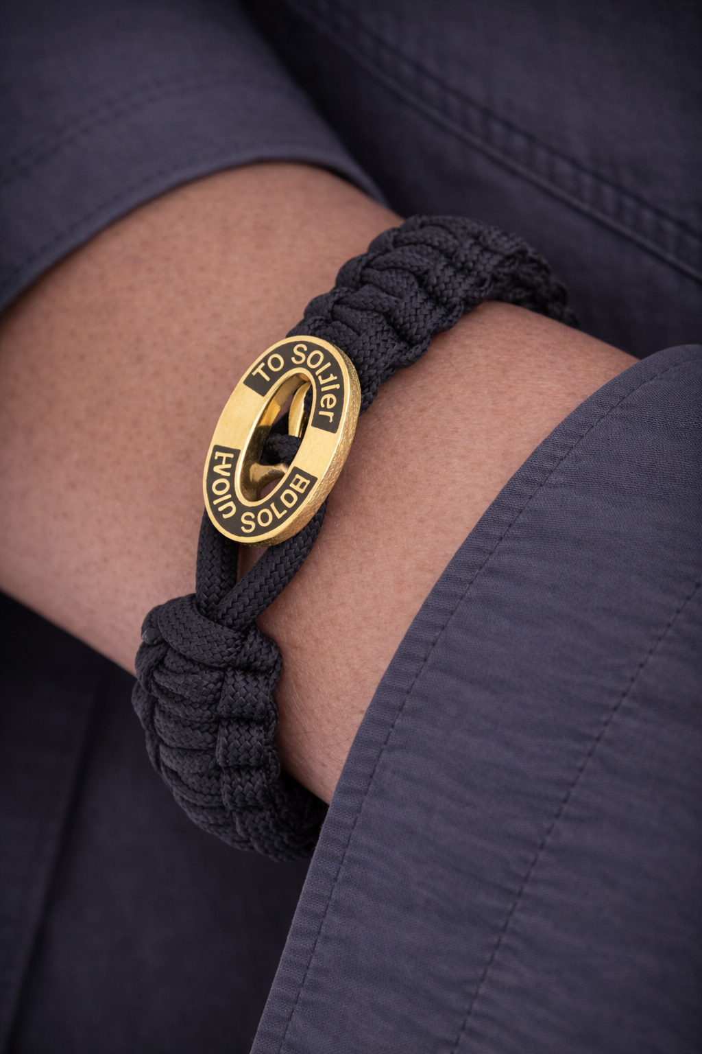 FSTS Bracelet Black with Gold Plated Sterling Silver Black Enamel Lock