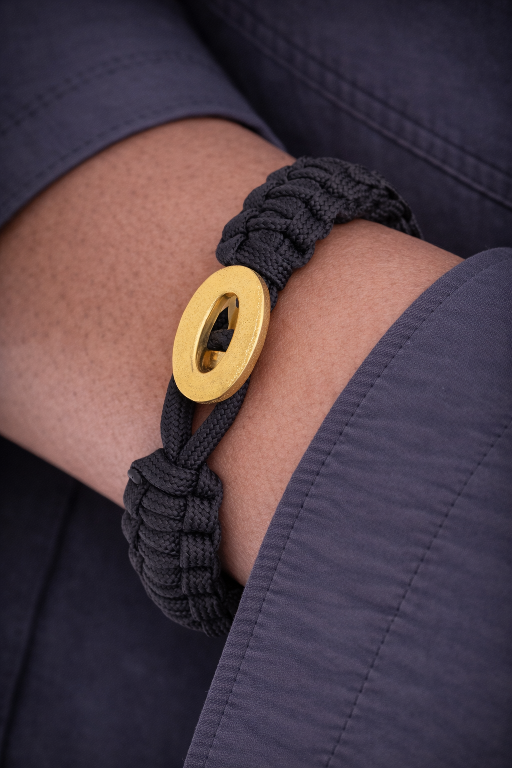 FSTS Bracelet Black with Brushed Gold Plated Sterling Silver Lock