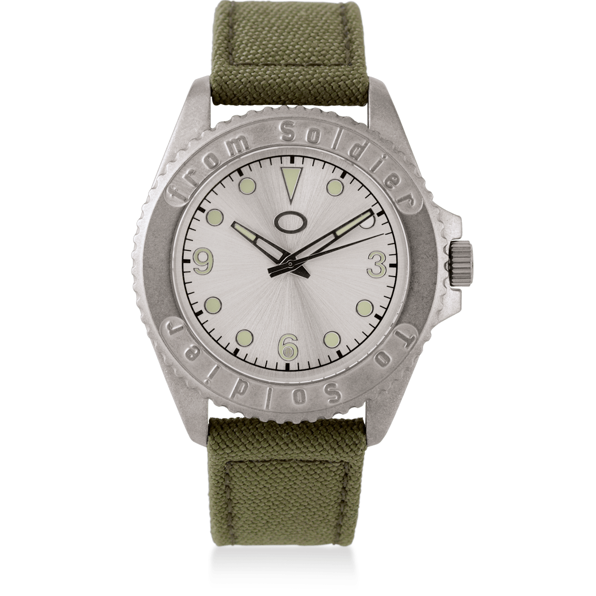 FSTS Watch Stainless Steel 5 ATM Miyota Mov't Green Canvas Strap