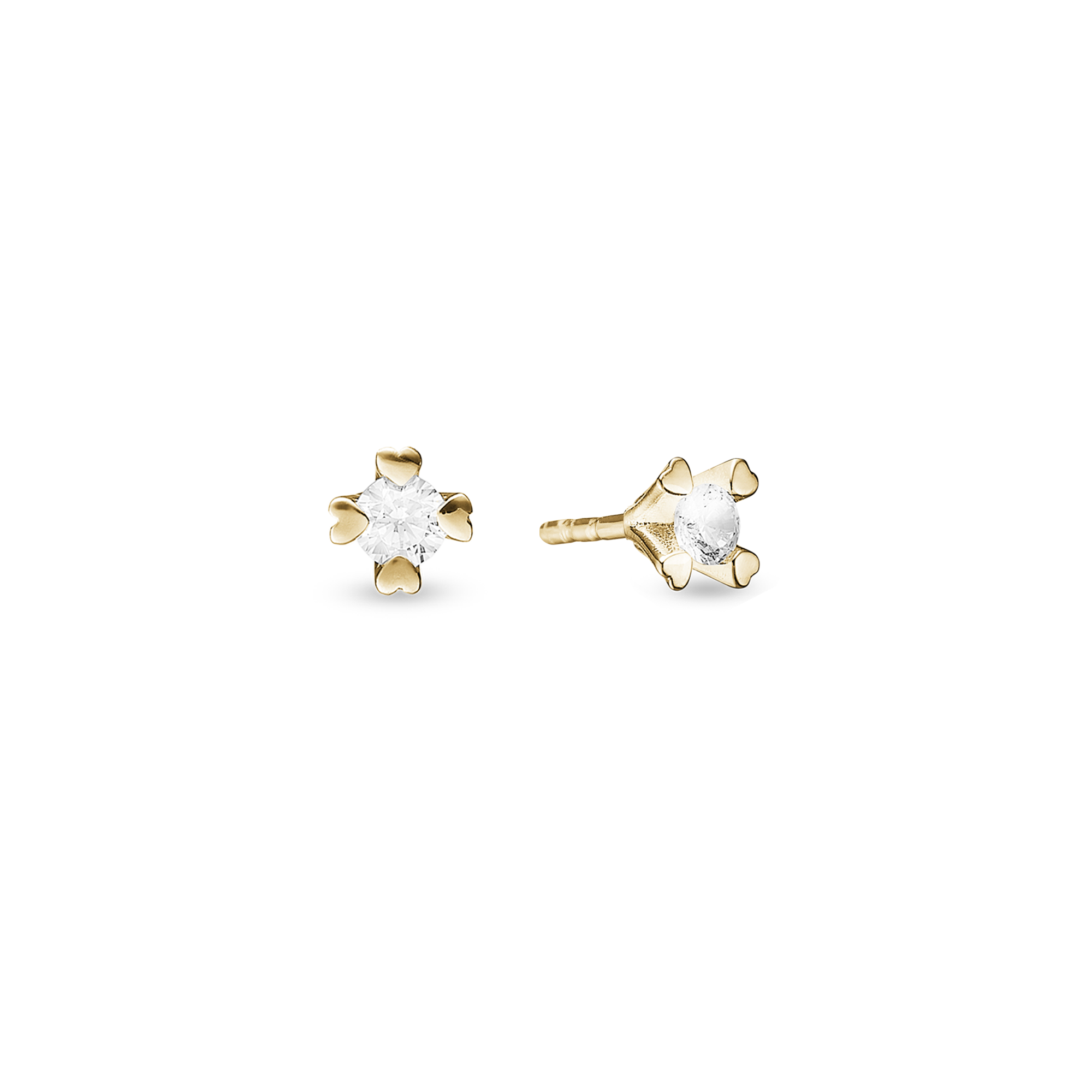 Mary Stud Earrings 8 Carat With 2x0.20ct W/VS Labgrown Diamond - Zlatá barva