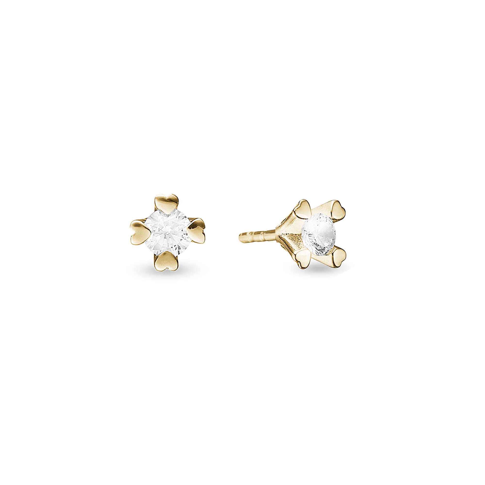 Mary Stud Earrings 14 Carat With 2x0.50ct W/VS Labgrown Diamond - Zlatá barva