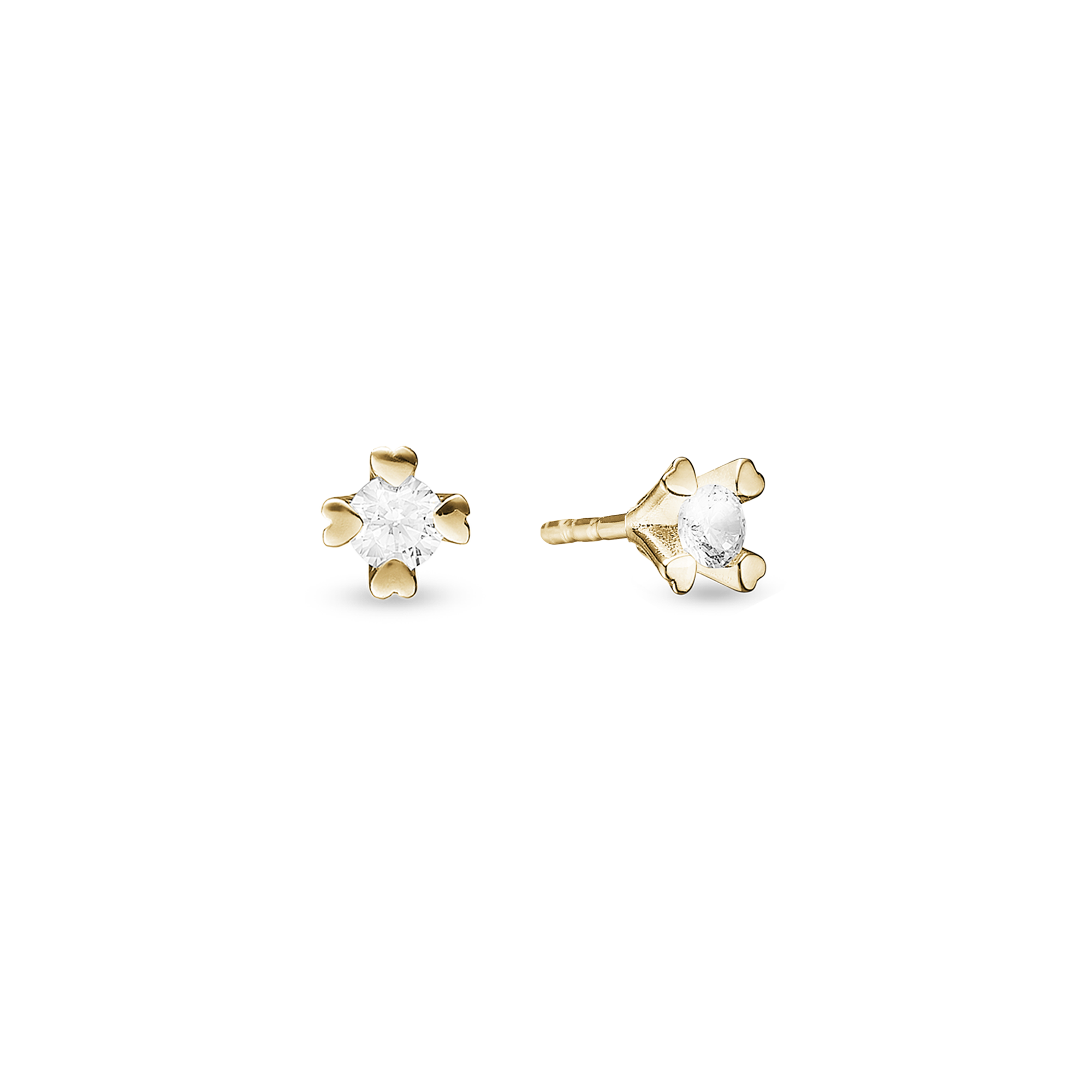 Mary Stud Earrings 14 Carat With 2x0.25ct W/VS Labgrown Diamond - Zlatá barva