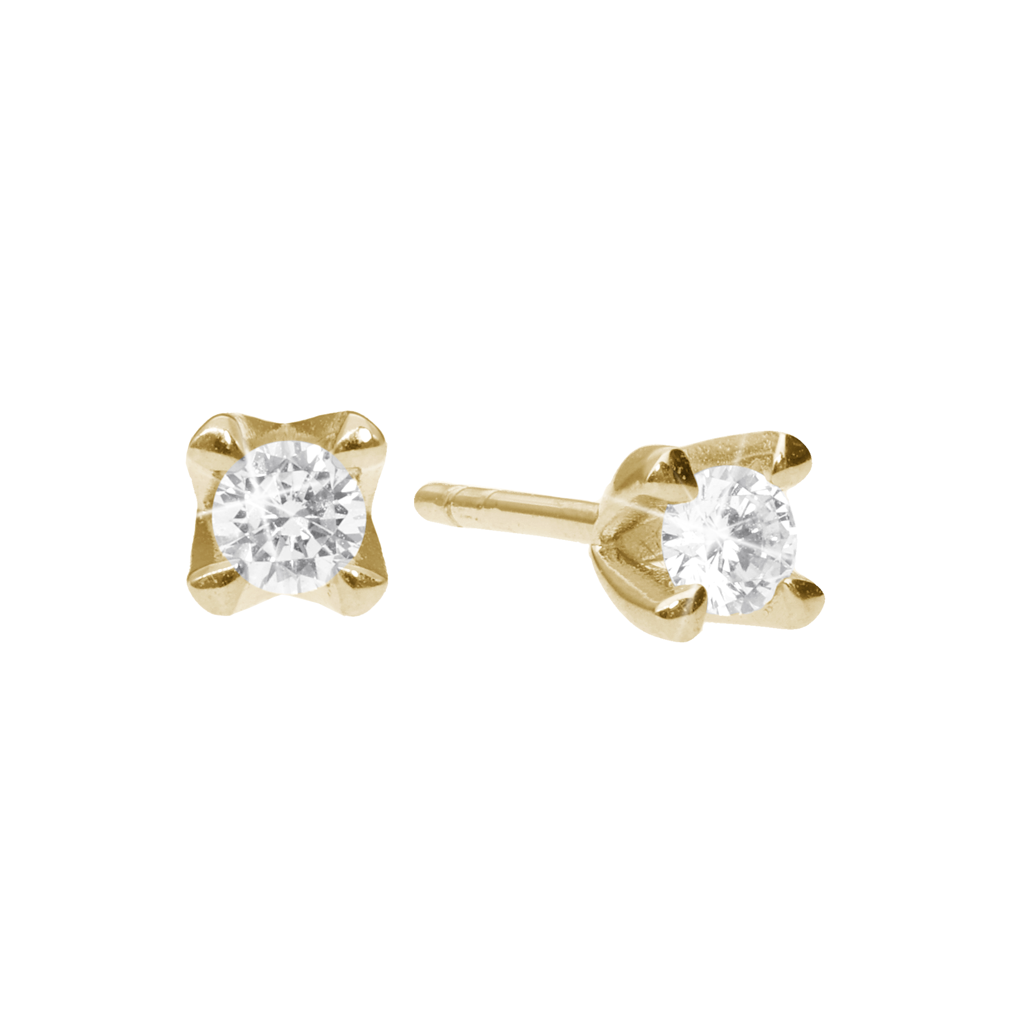 Elya Stud Earrings 8 Carat Gold With 2x0.10ct W/VS Labgrown Diamond