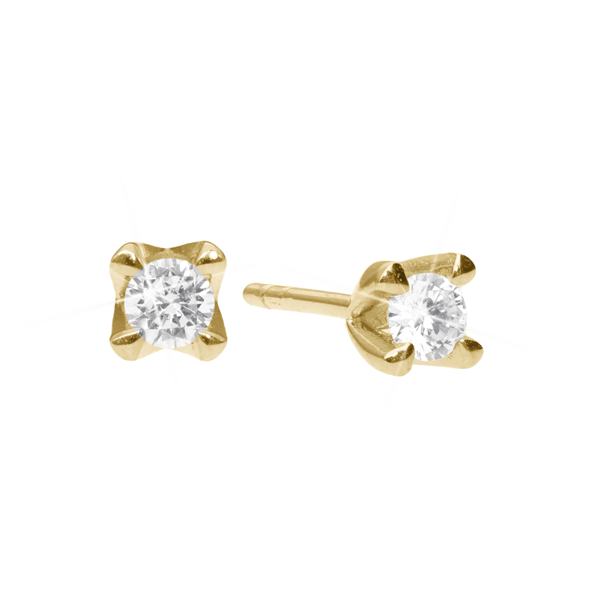 Elya Stud Earrings 8 Carat Gold With 2x0.10ct W/VS Labgrown Diamond