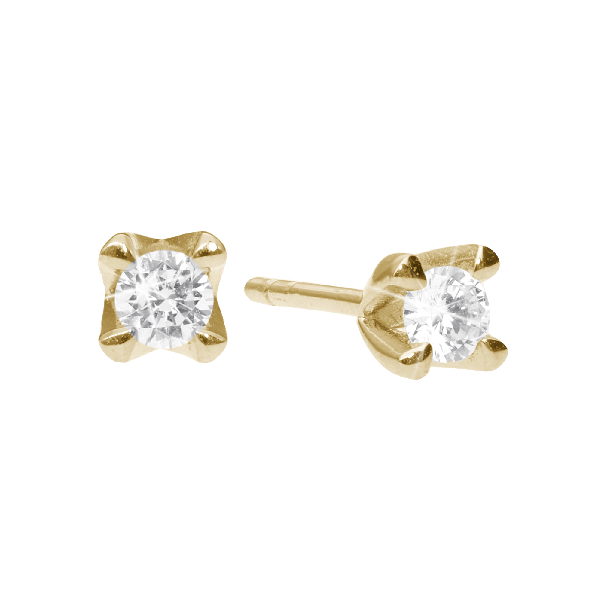 Elya Stud Earrings 8 Carat Gold With 2x0.25ct W/VS Labgrown Diamond