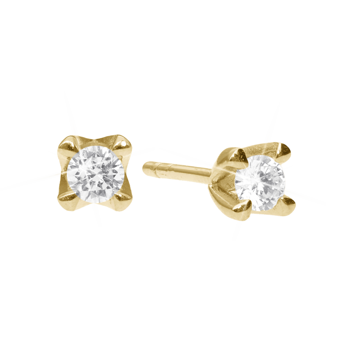 Elya Stud Earrings 8 Carat Gold With 2x0.25ct W/VS Labgrown Diamond