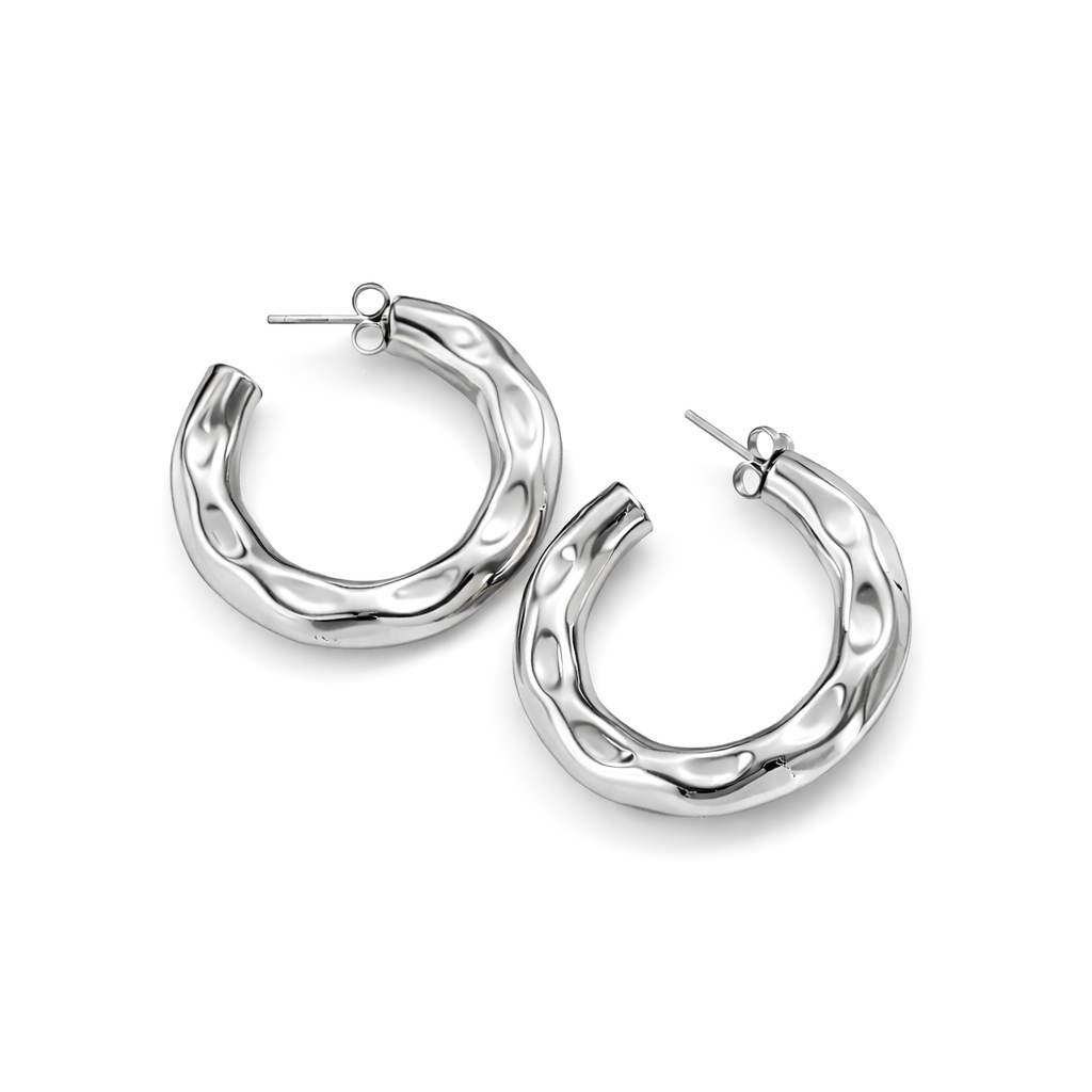 Selene Texture Hoops - Silverfärg