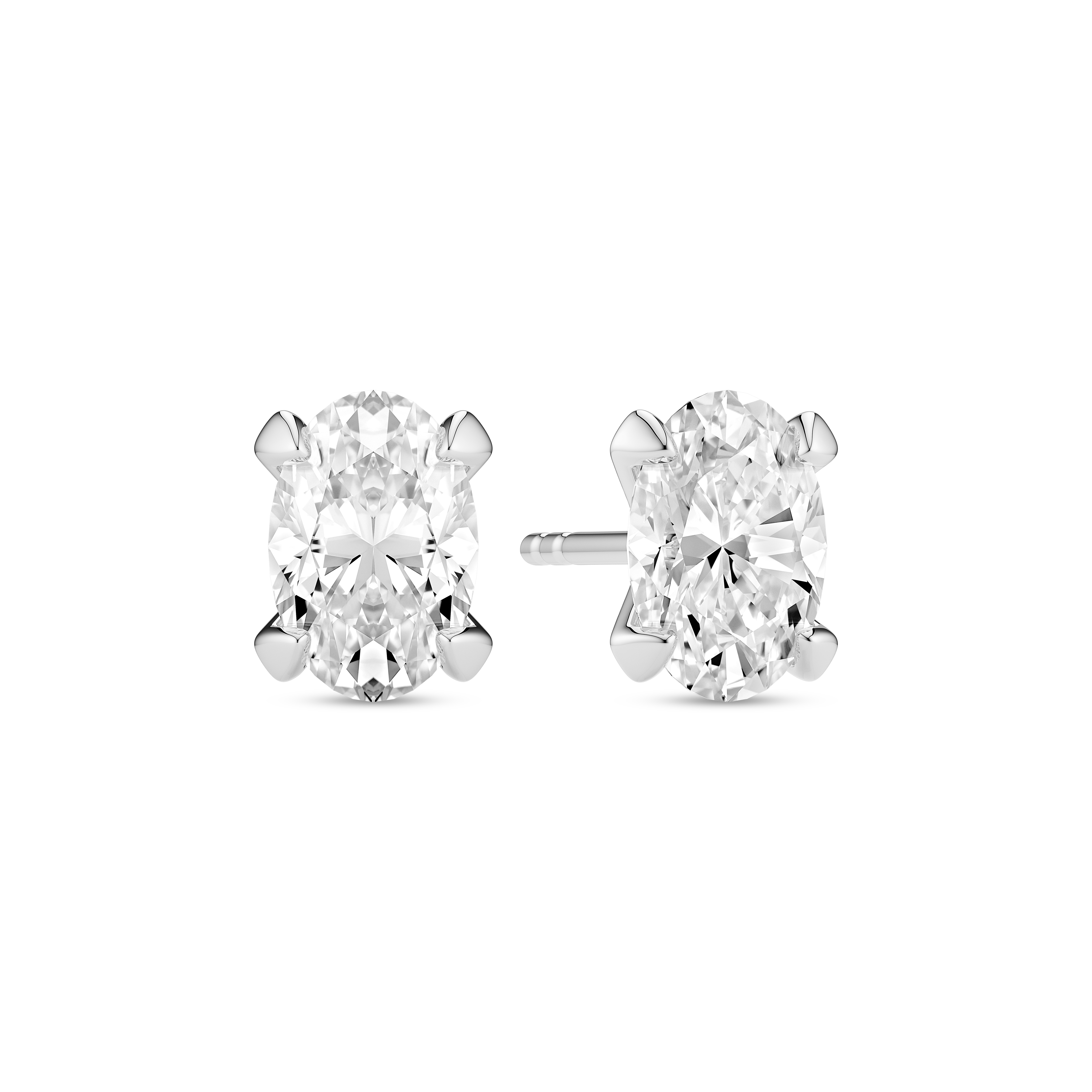 Grace Ovale Earrings 1.00 ct - Sølv farve, Hvid