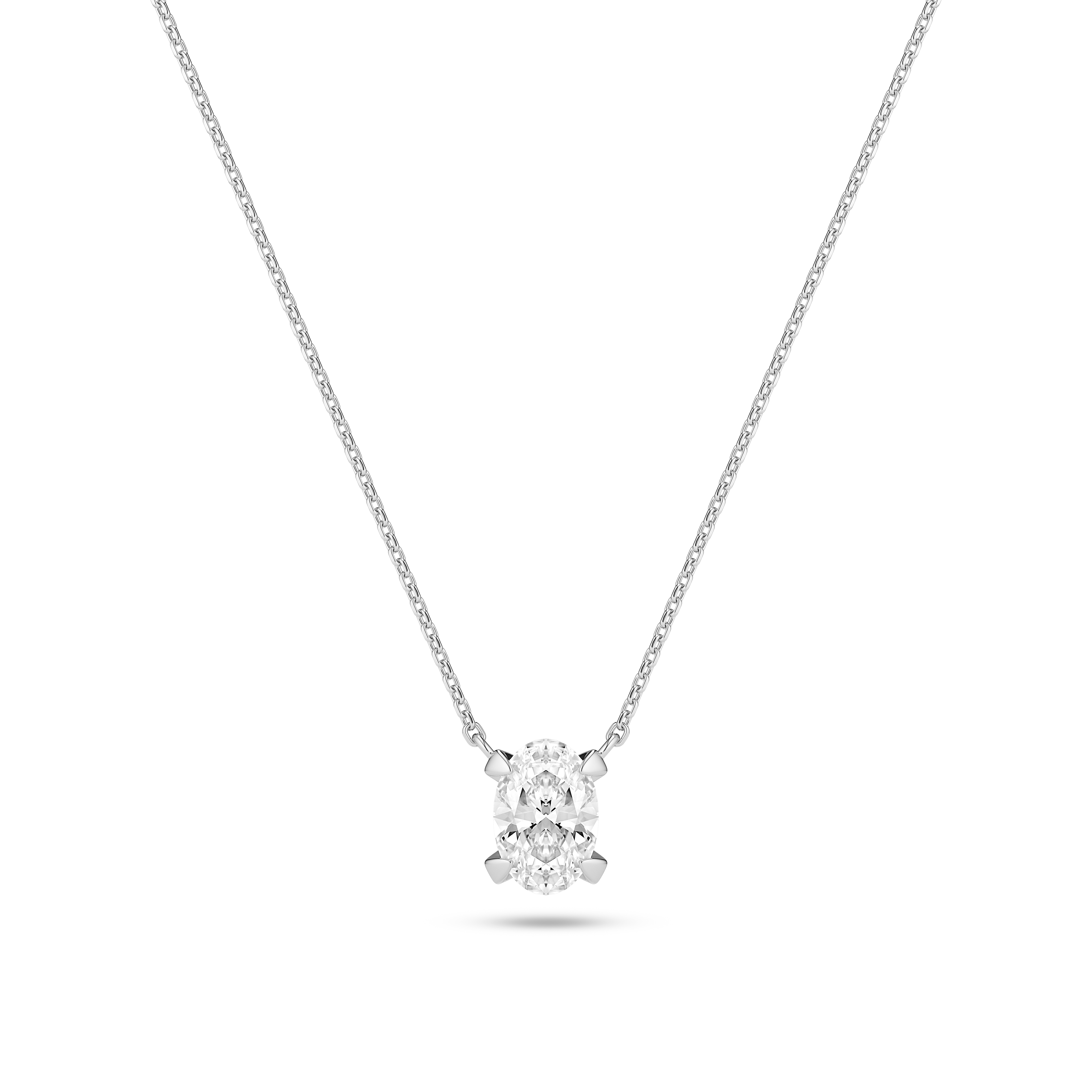 Grace Ovale Necklace 0.75 ct - Sølv farve, Hvid