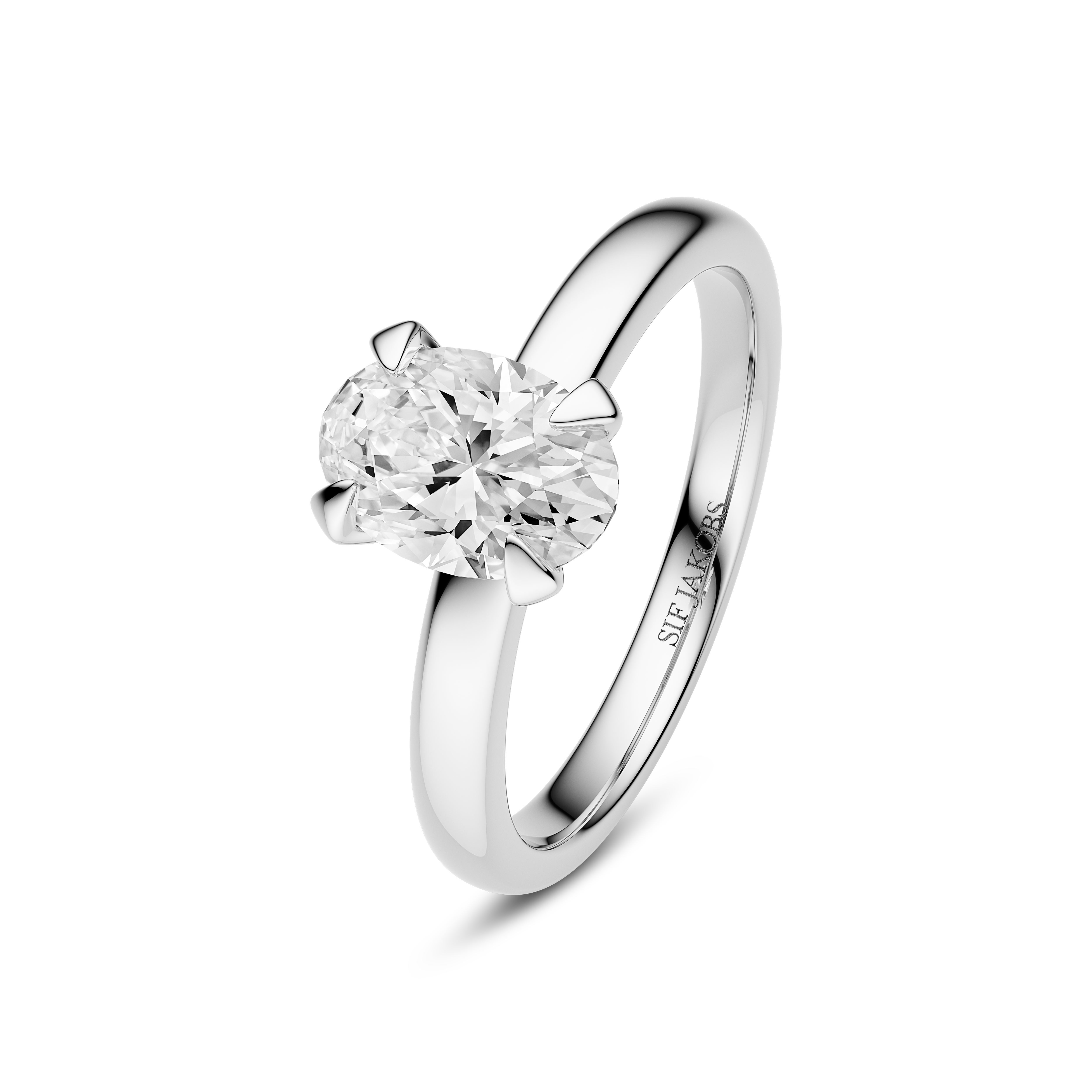 Grace Ovale Ring 1.00 ct - Sølv farge, Hvit