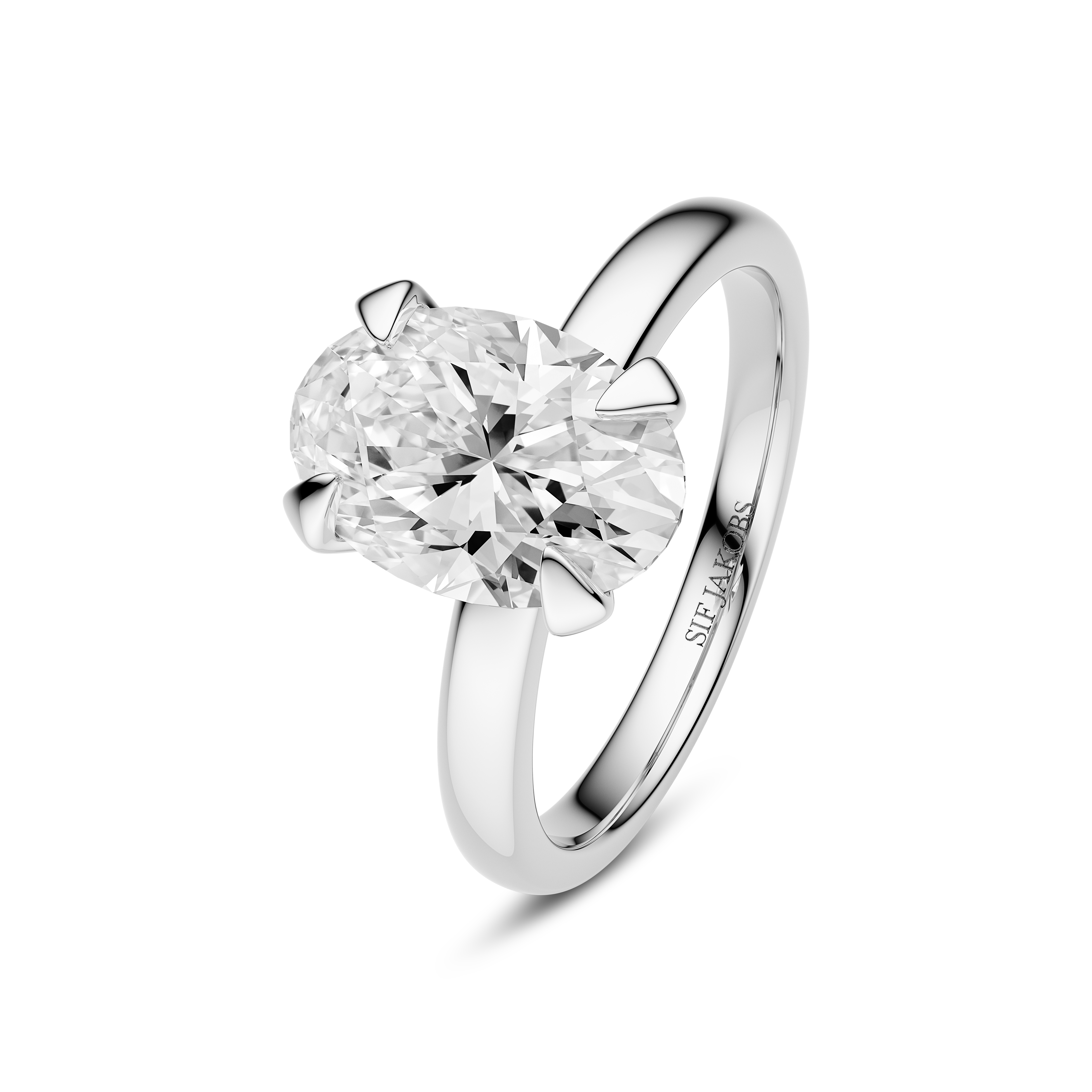 Grace Ovale Ring 2.00 ct - Sølv farve, Hvid