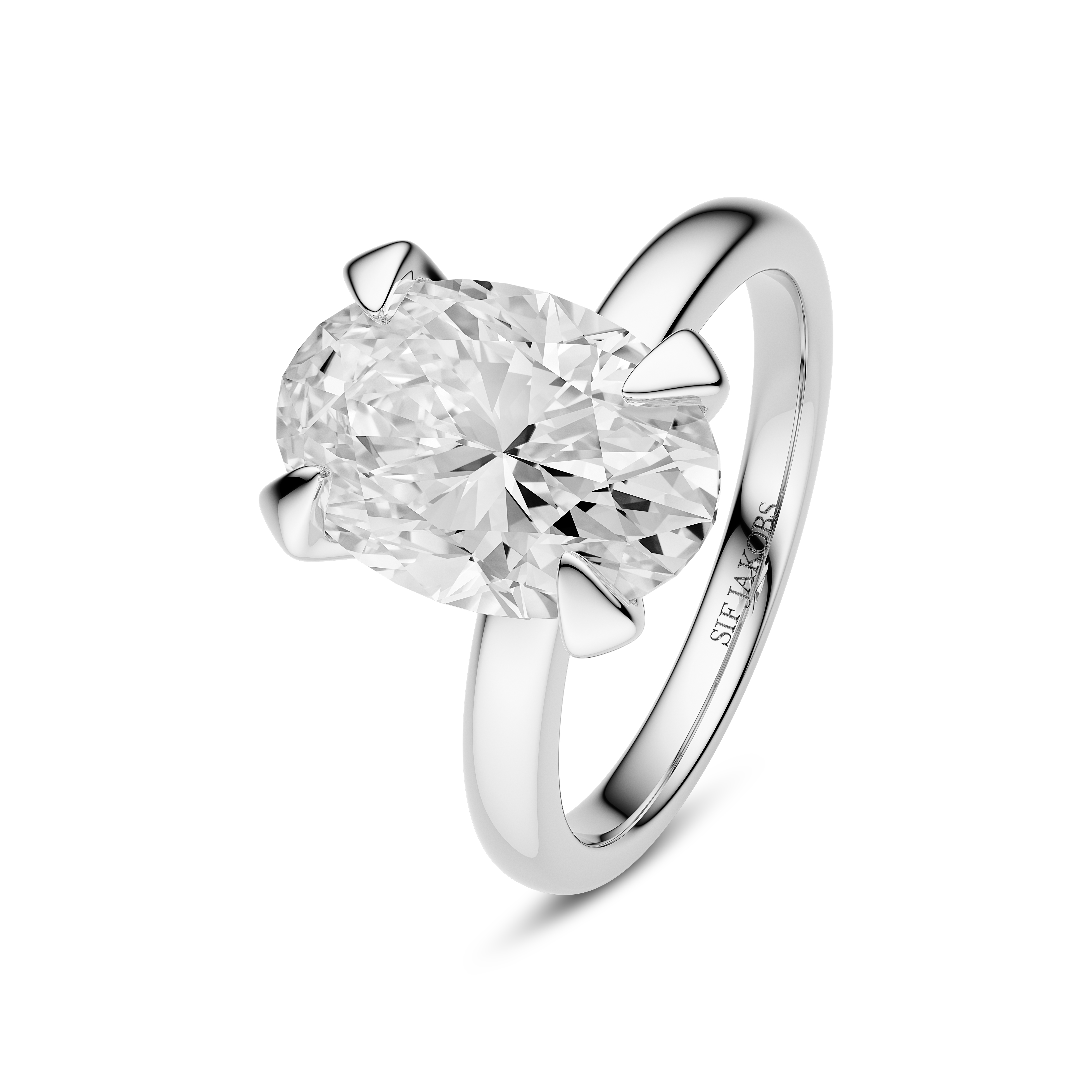 Grace Ovale Ring 3.00 ct - Silberfarbe, Weiß