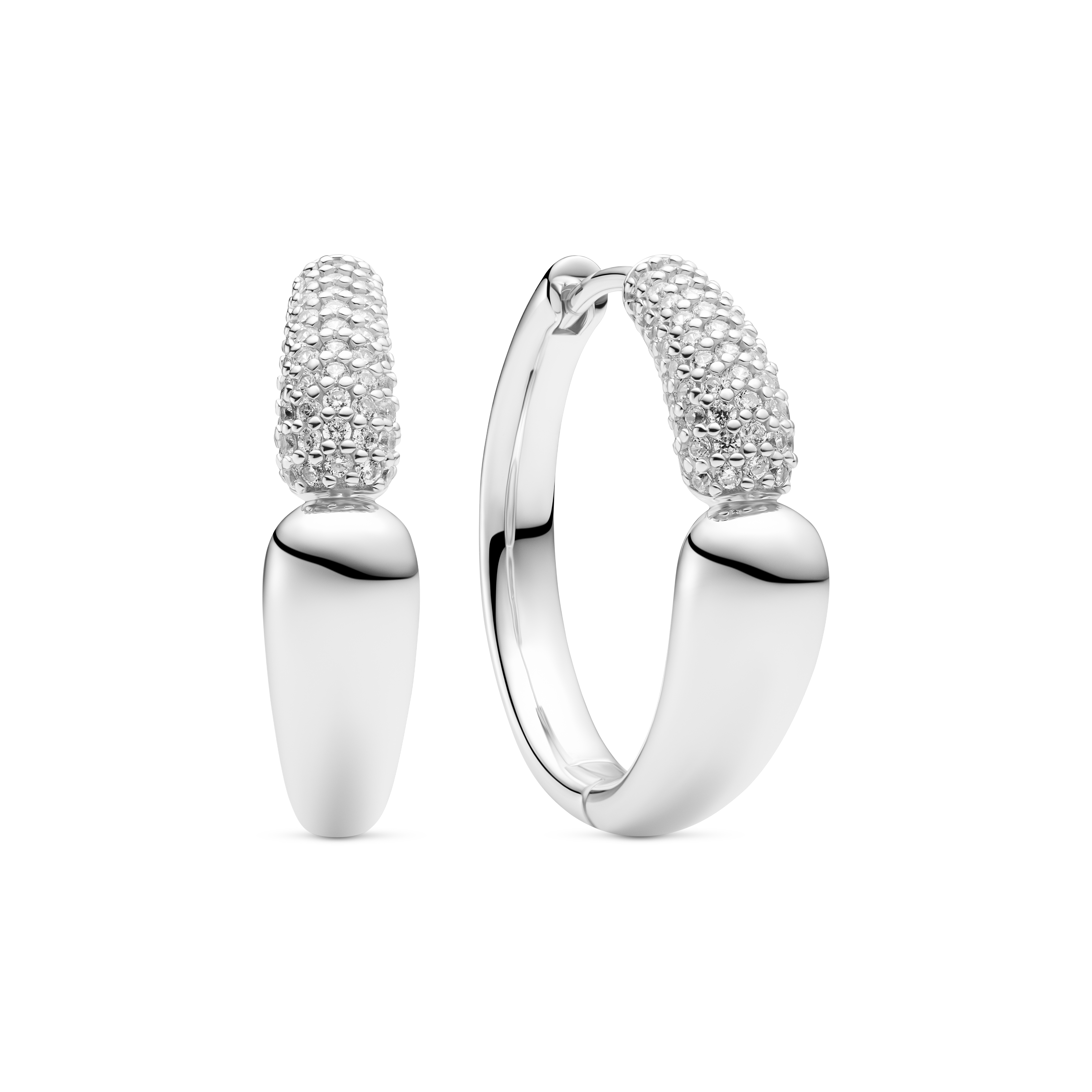 Goccia Creolo Grande Earrings - Sølv farve, Hvid