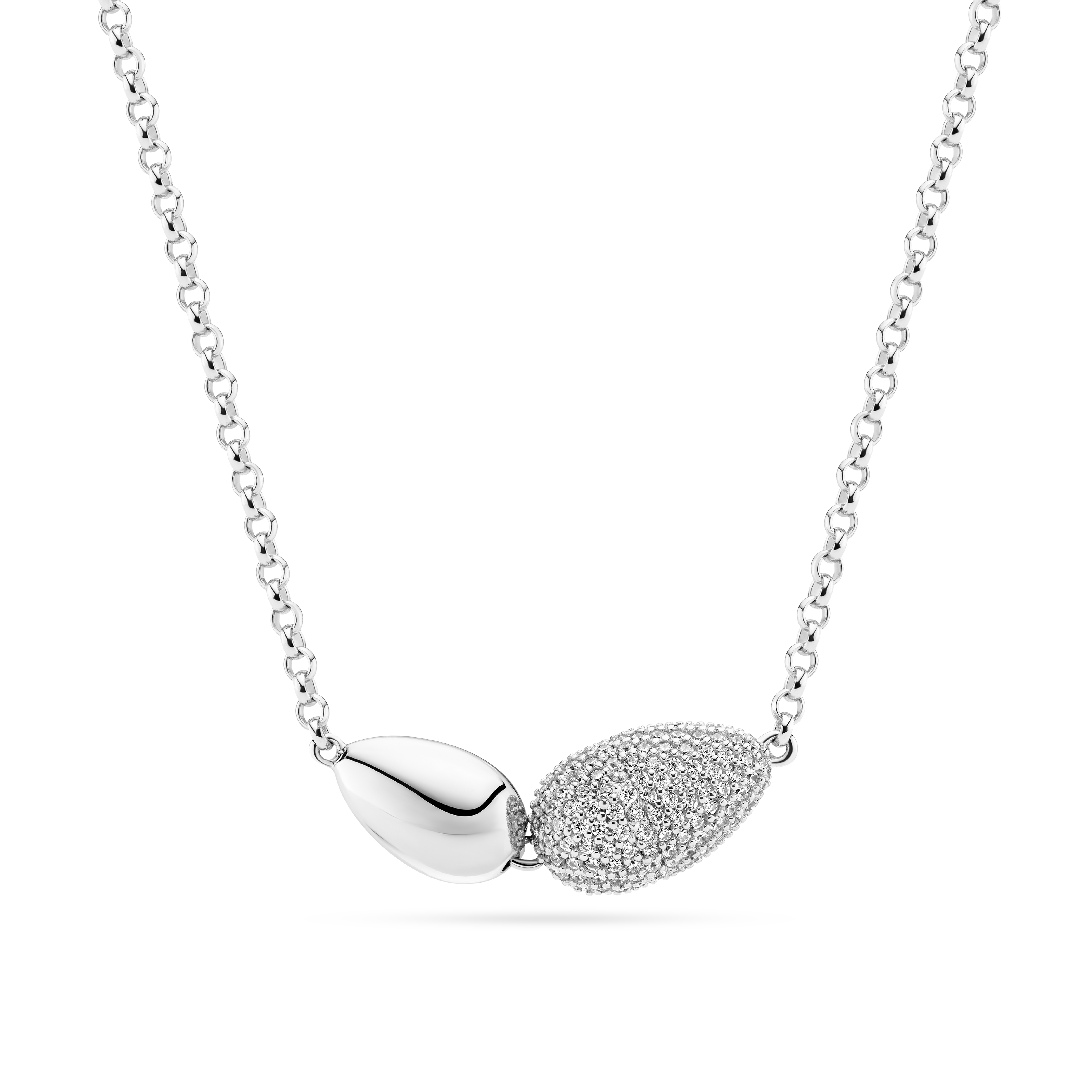 Goccia Due Necklace - Sølv farve, Hvid