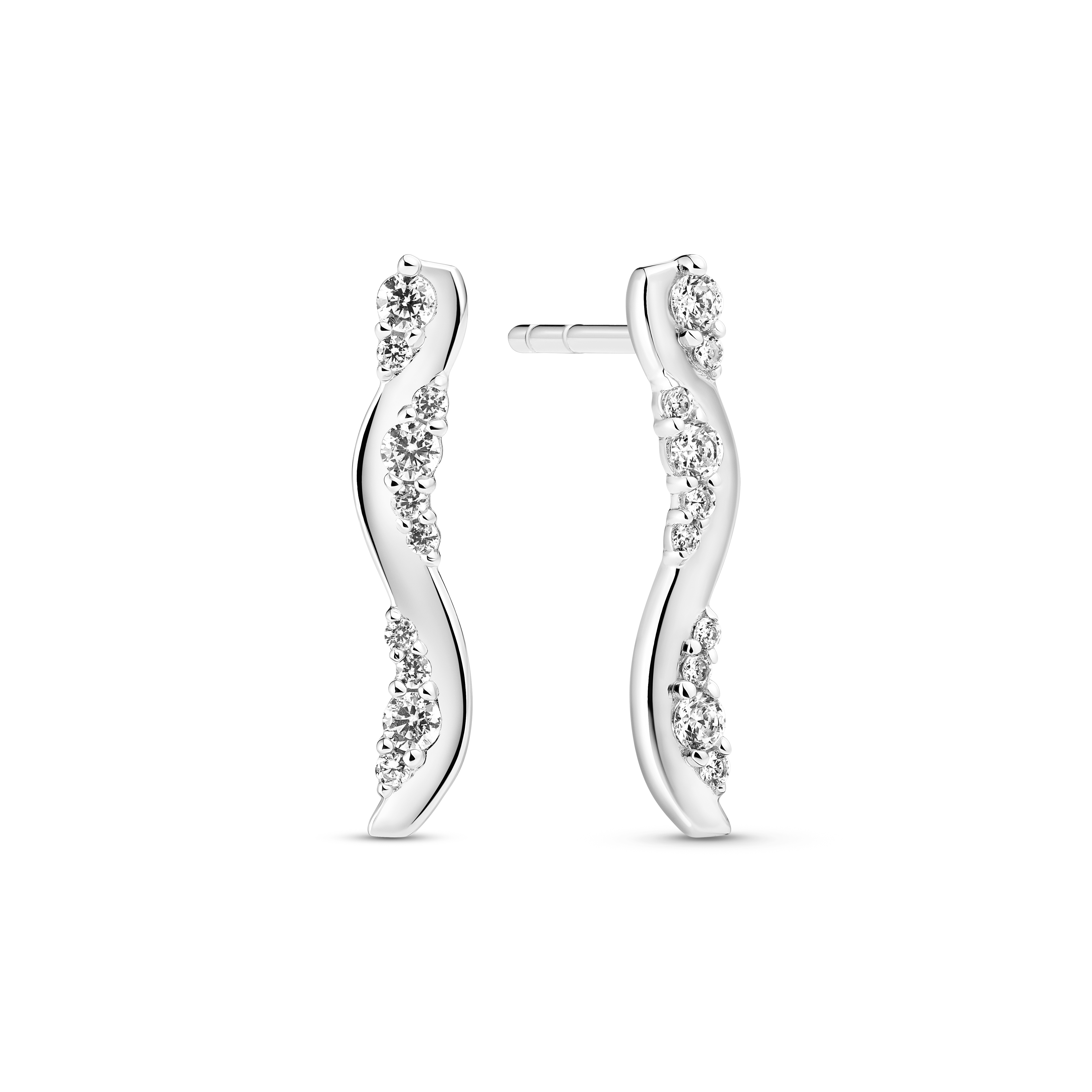 Ellera Waves Altro Lungo Earrings - Sølv farve, Hvid