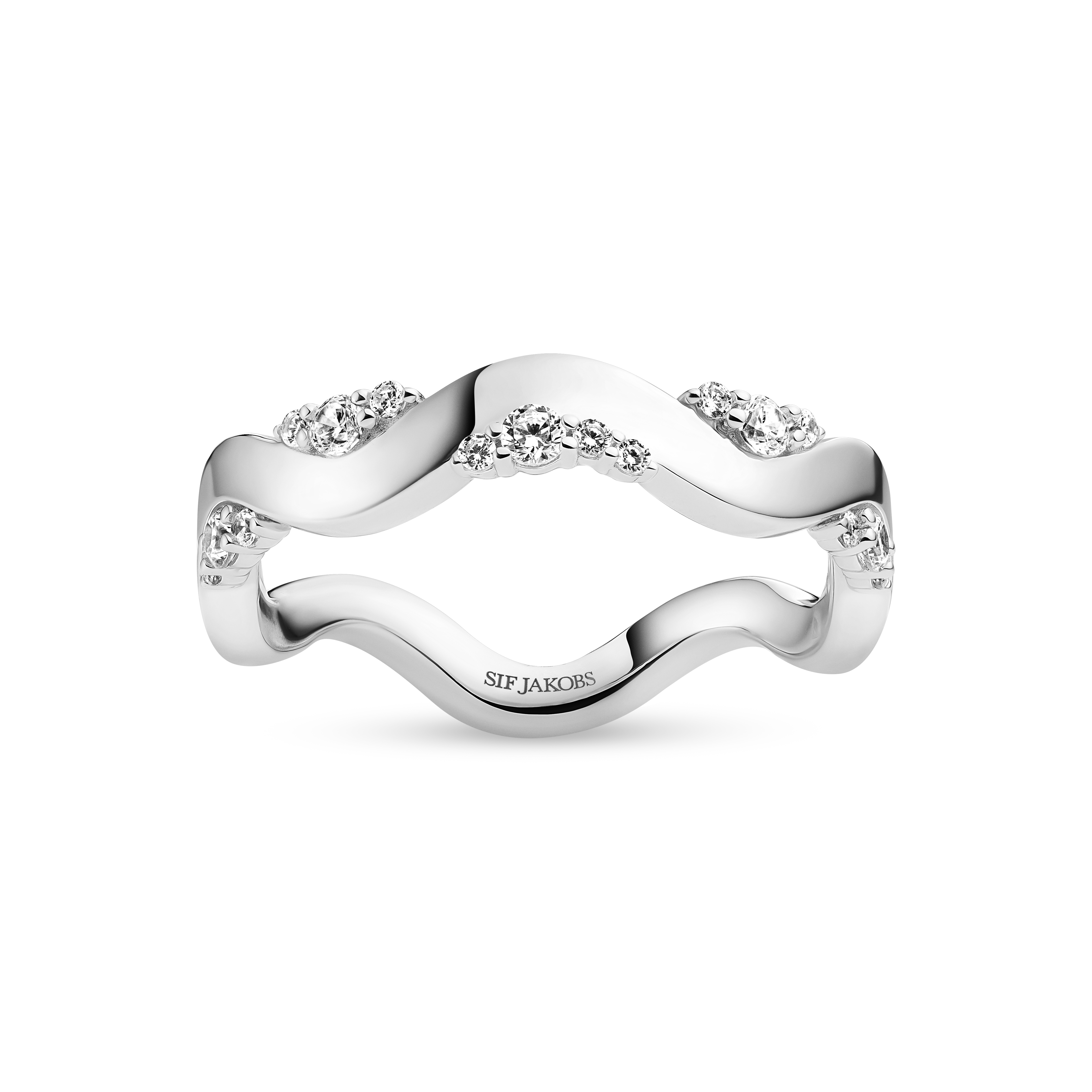 Ellera Waves Altro Ring - Sølv farve, Hvid