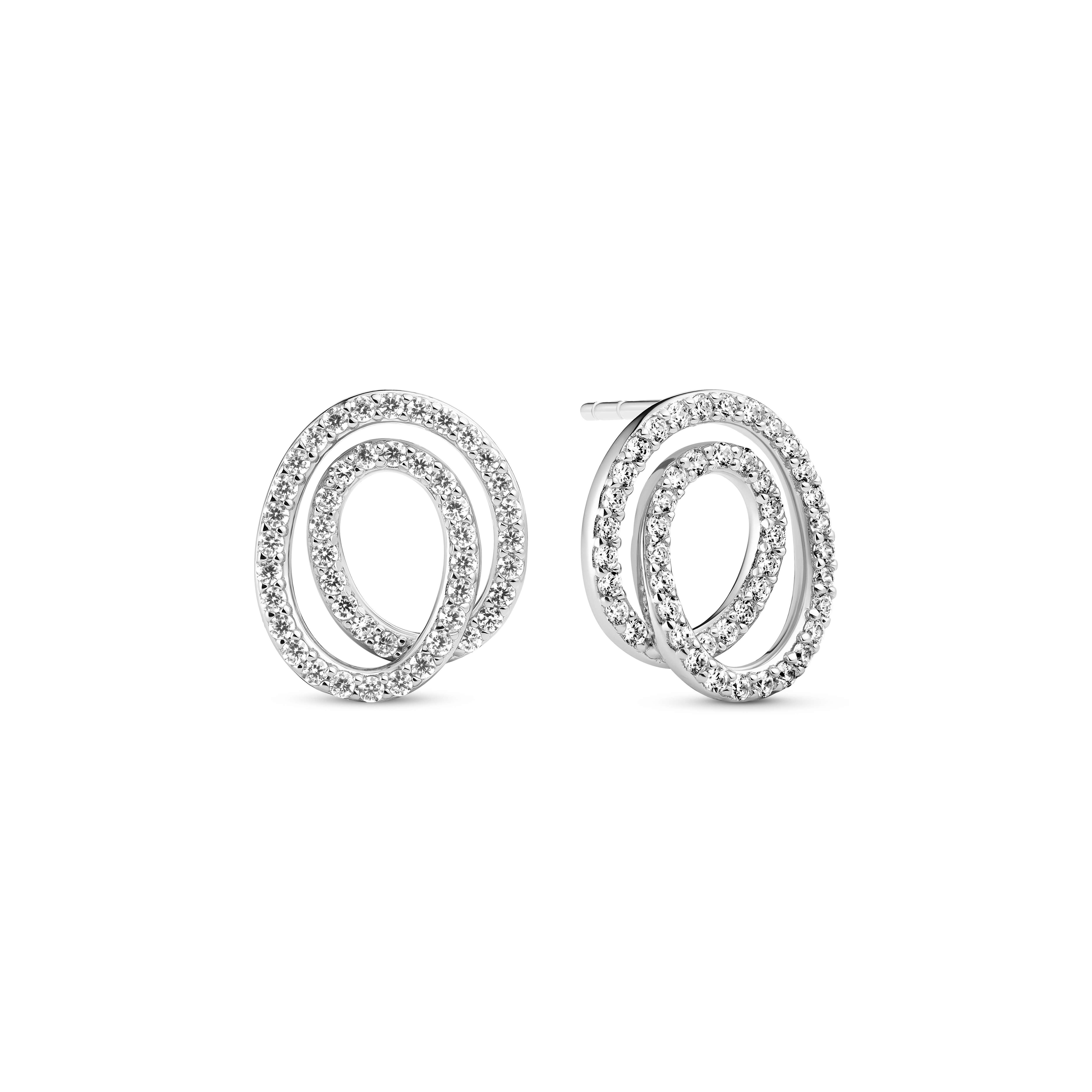 Spirale Due Piccolo Earrings - Sølv farve, Hvid