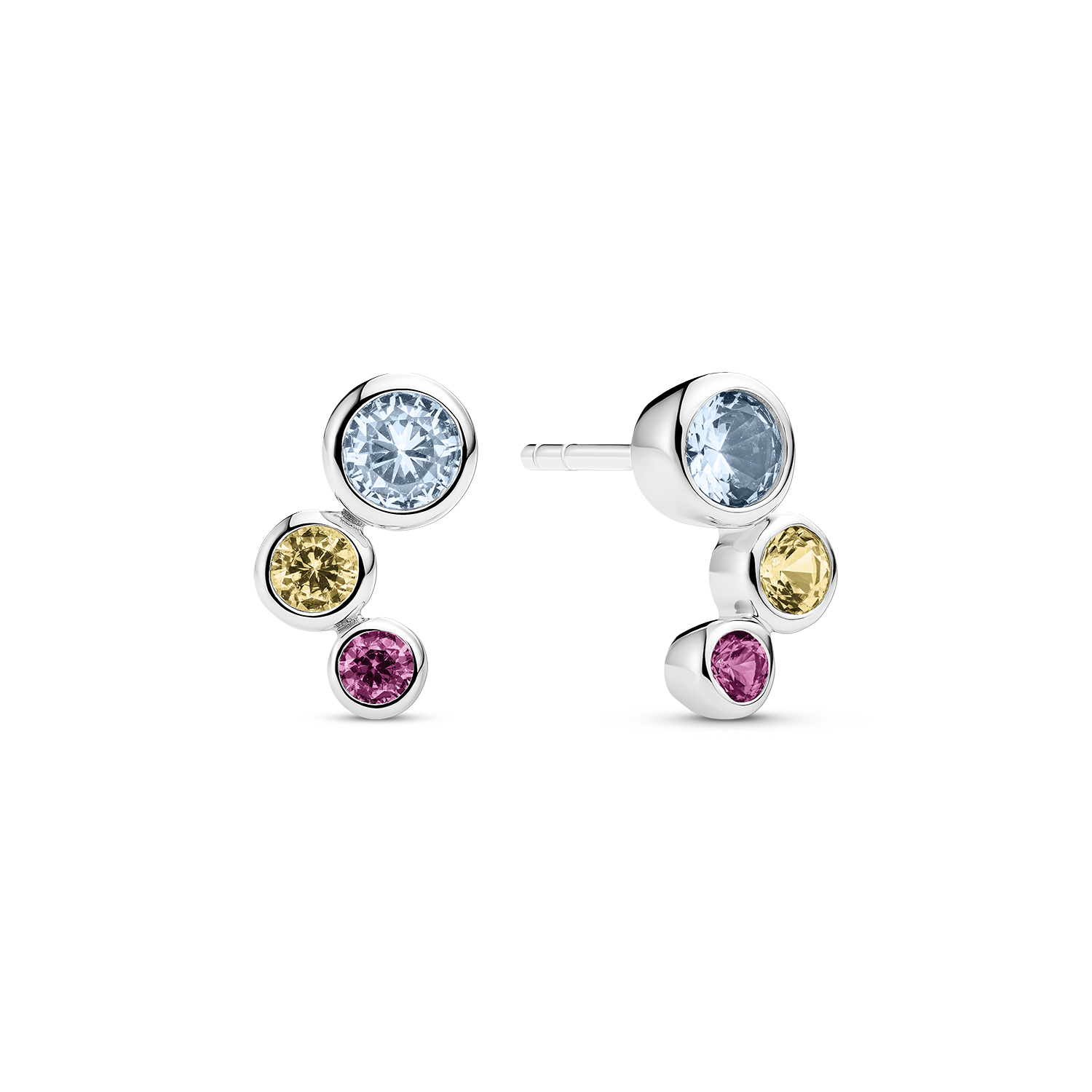 Sardinien Tre Earrings - Sølv farve, Blå, Pink, Gul