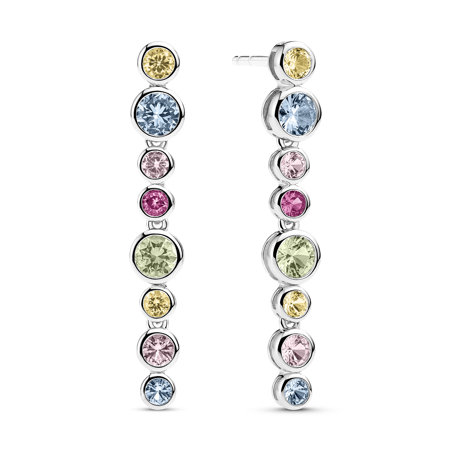 Sardinien Lungo Piccolo Earrings - Sølv farve, Blå, Grøn, Pink, Gul