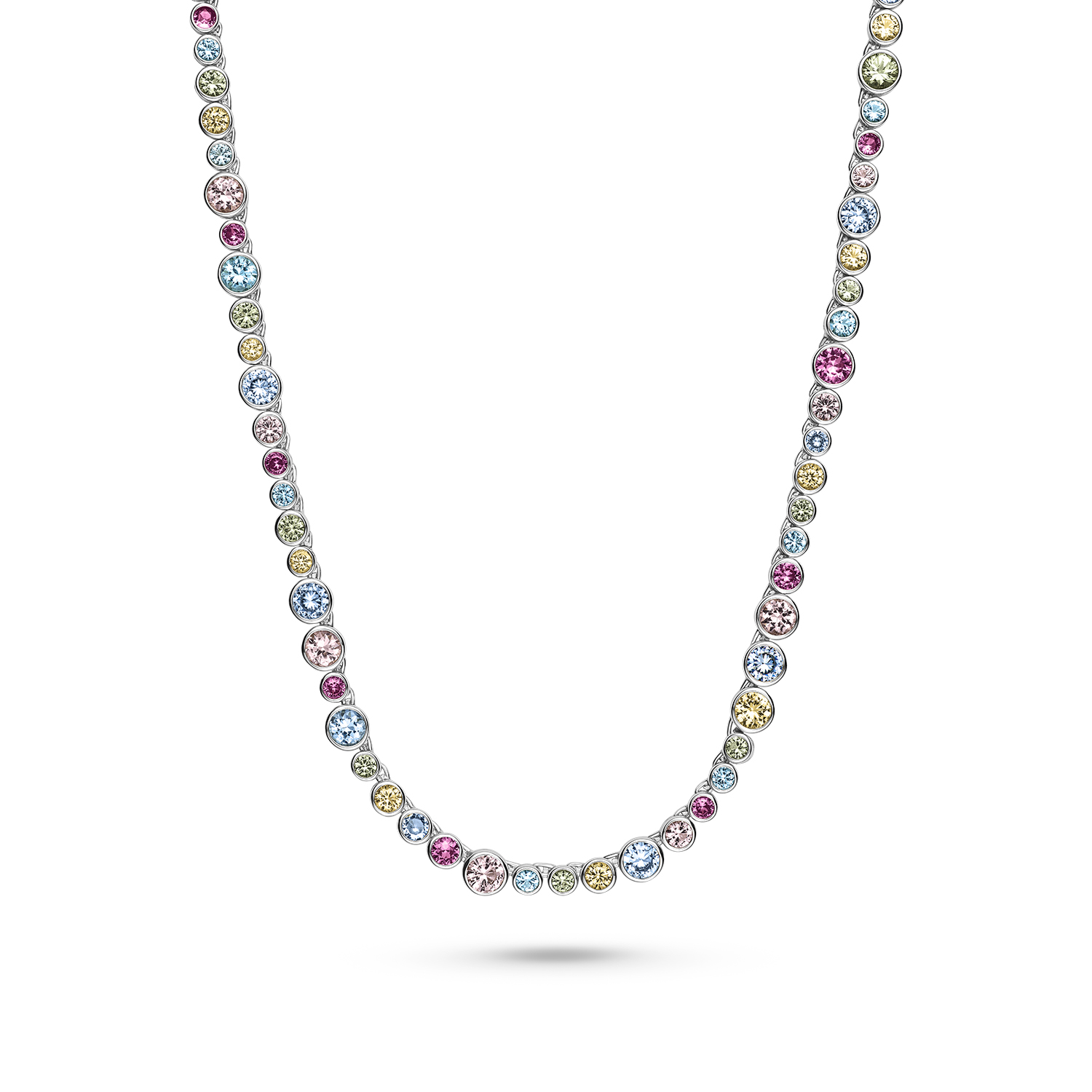 Sardinien Altro Necklace - Sølv farve, Blå, Grøn, Pink, Gul