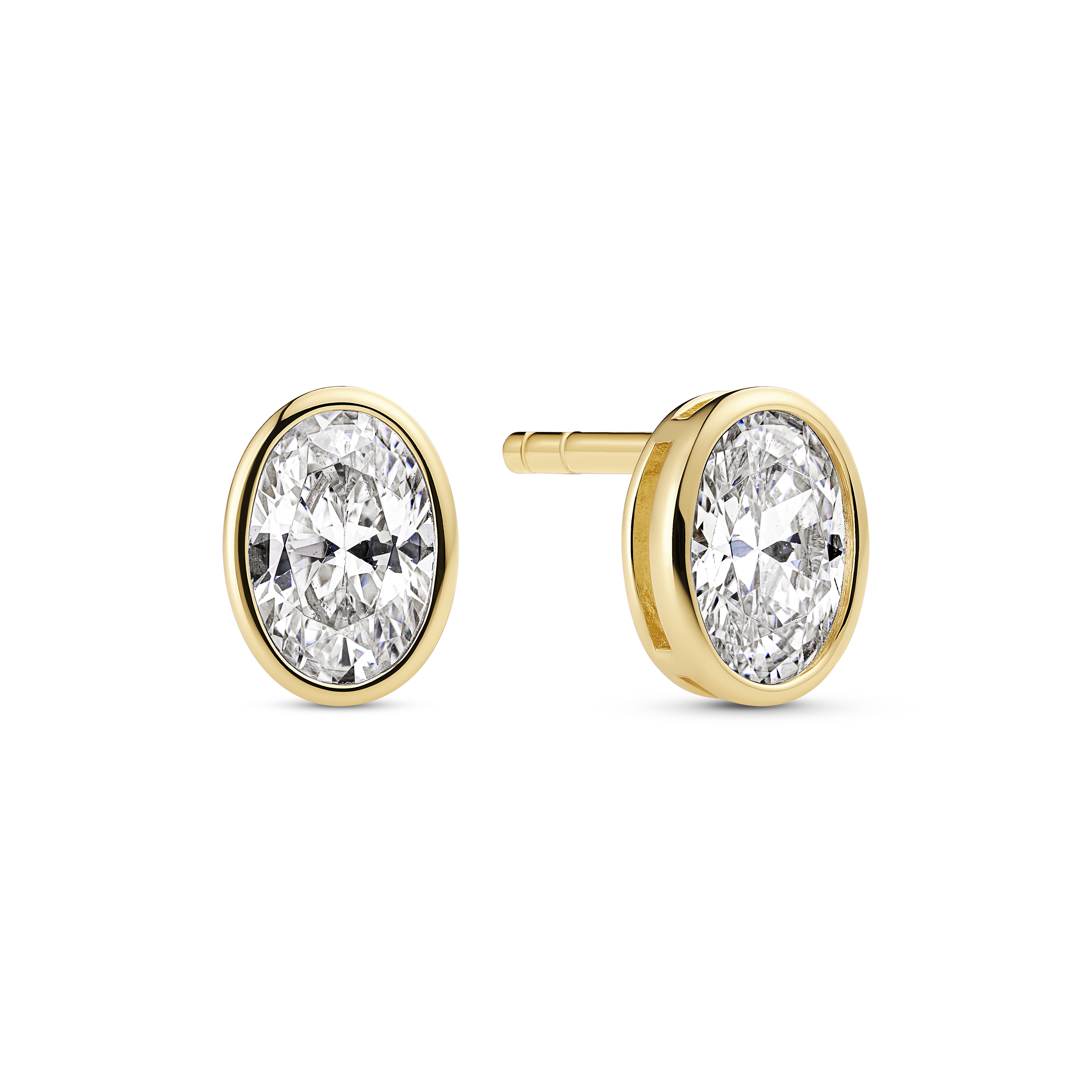 Sardinien Ovale Earrings - Guld farve, Hvid
