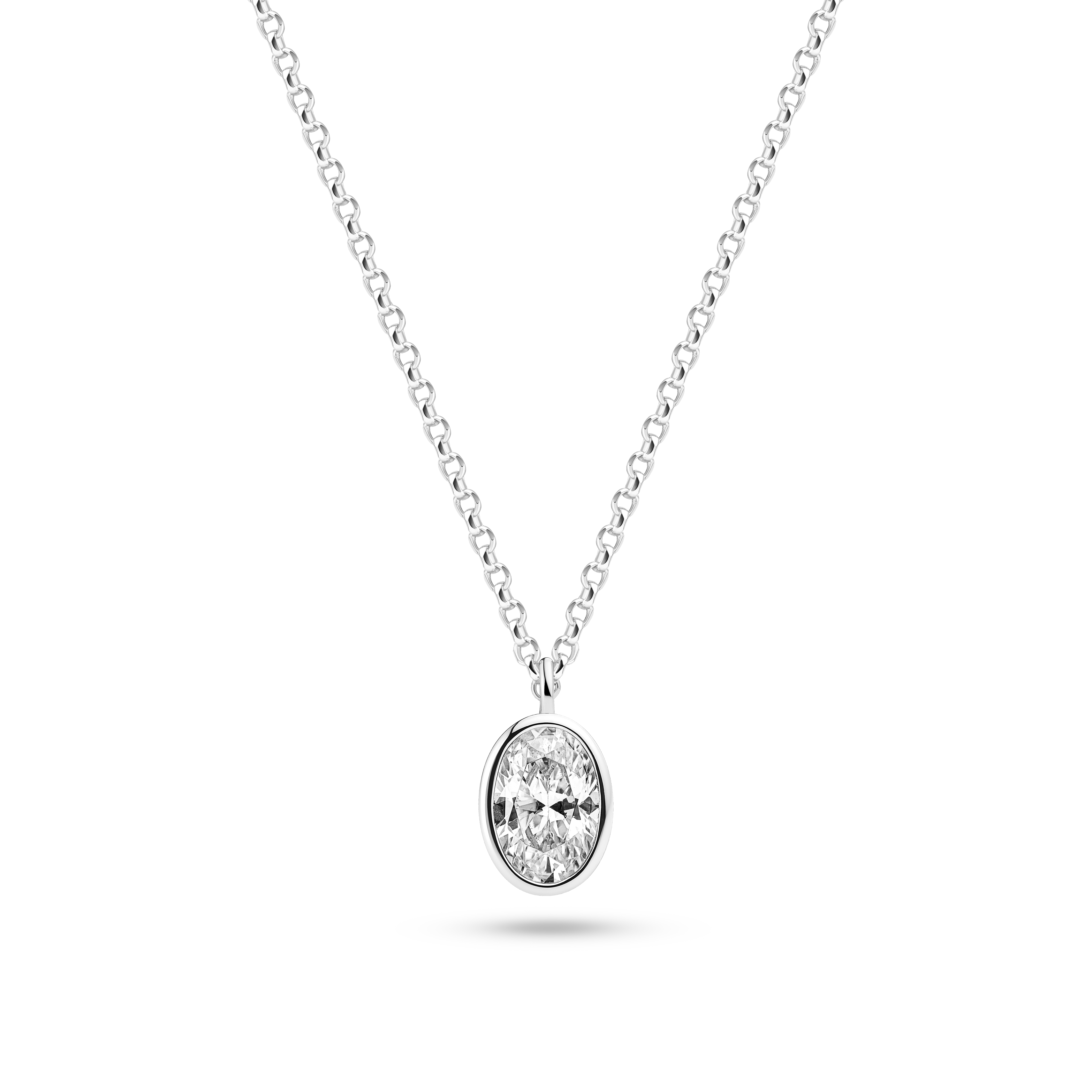 Sardinien Ovale Necklace - Sølv farve, Hvid