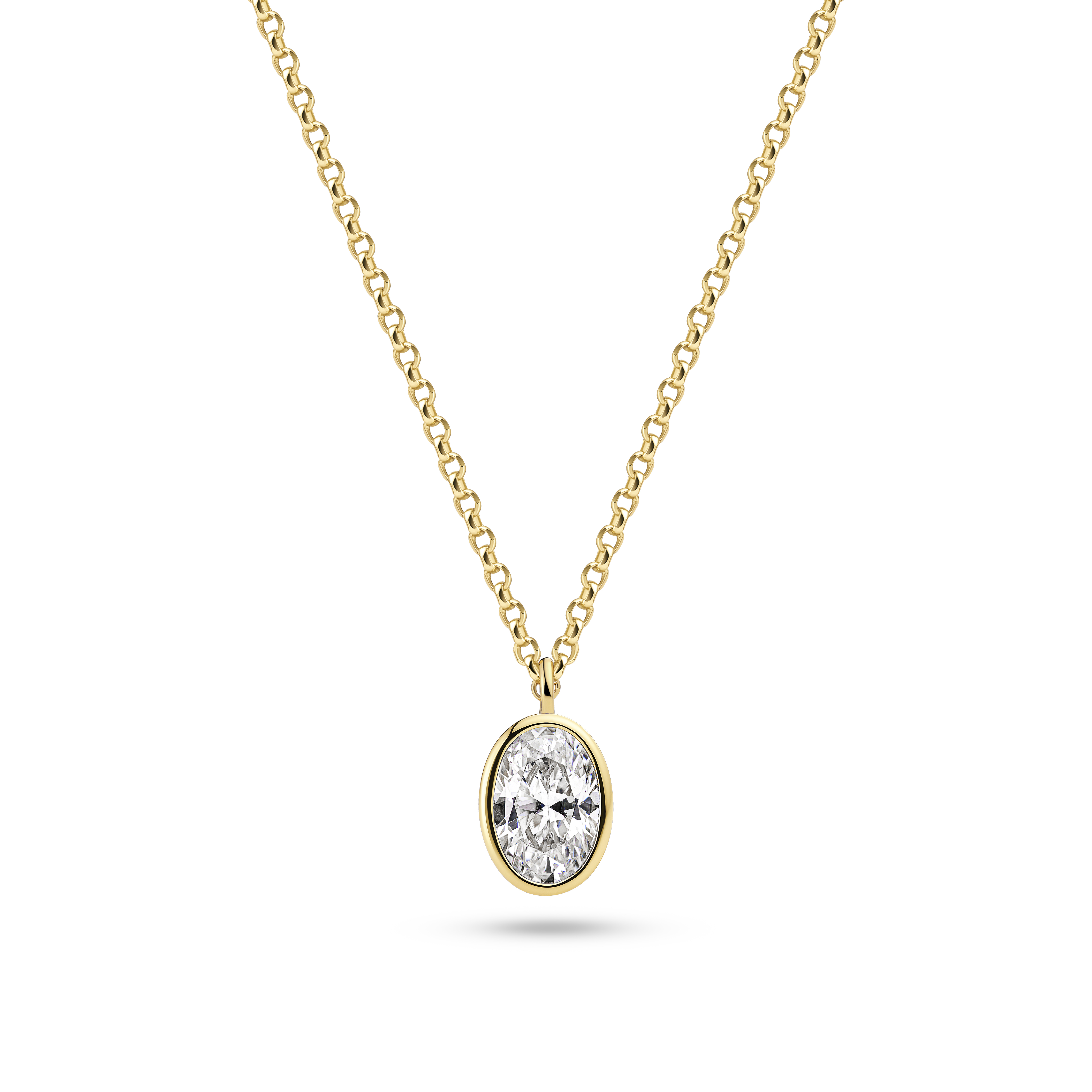 Sardinien Ovale Necklace - Guld farve, Hvid