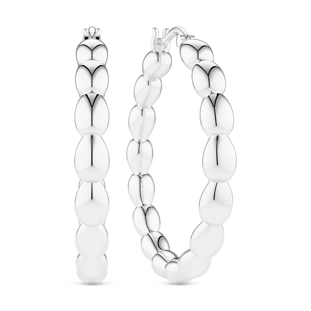 Goccia Cerchi Pianura Grande Earrings - Sølv farve