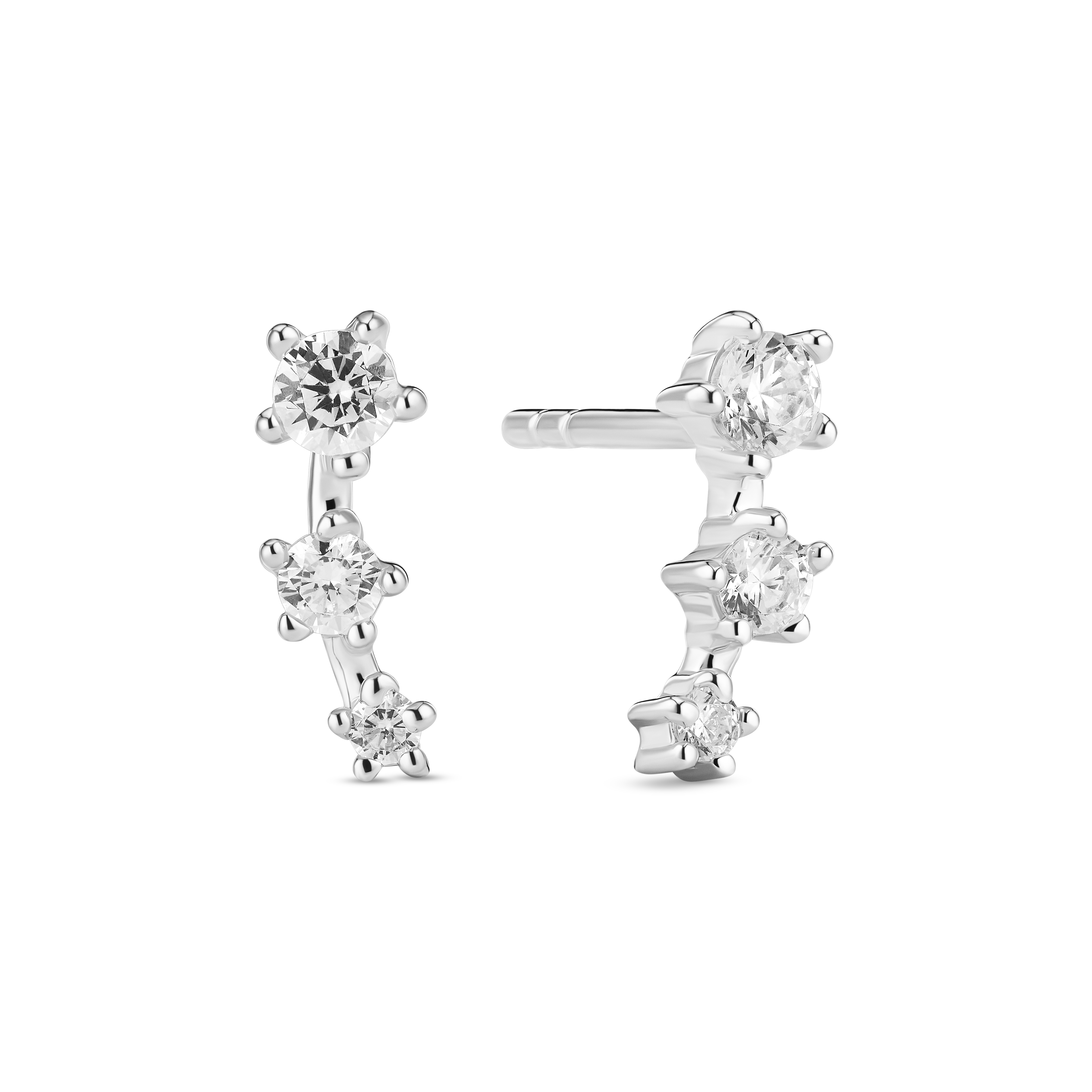 Lucente Tre Earrings - Silver color, White