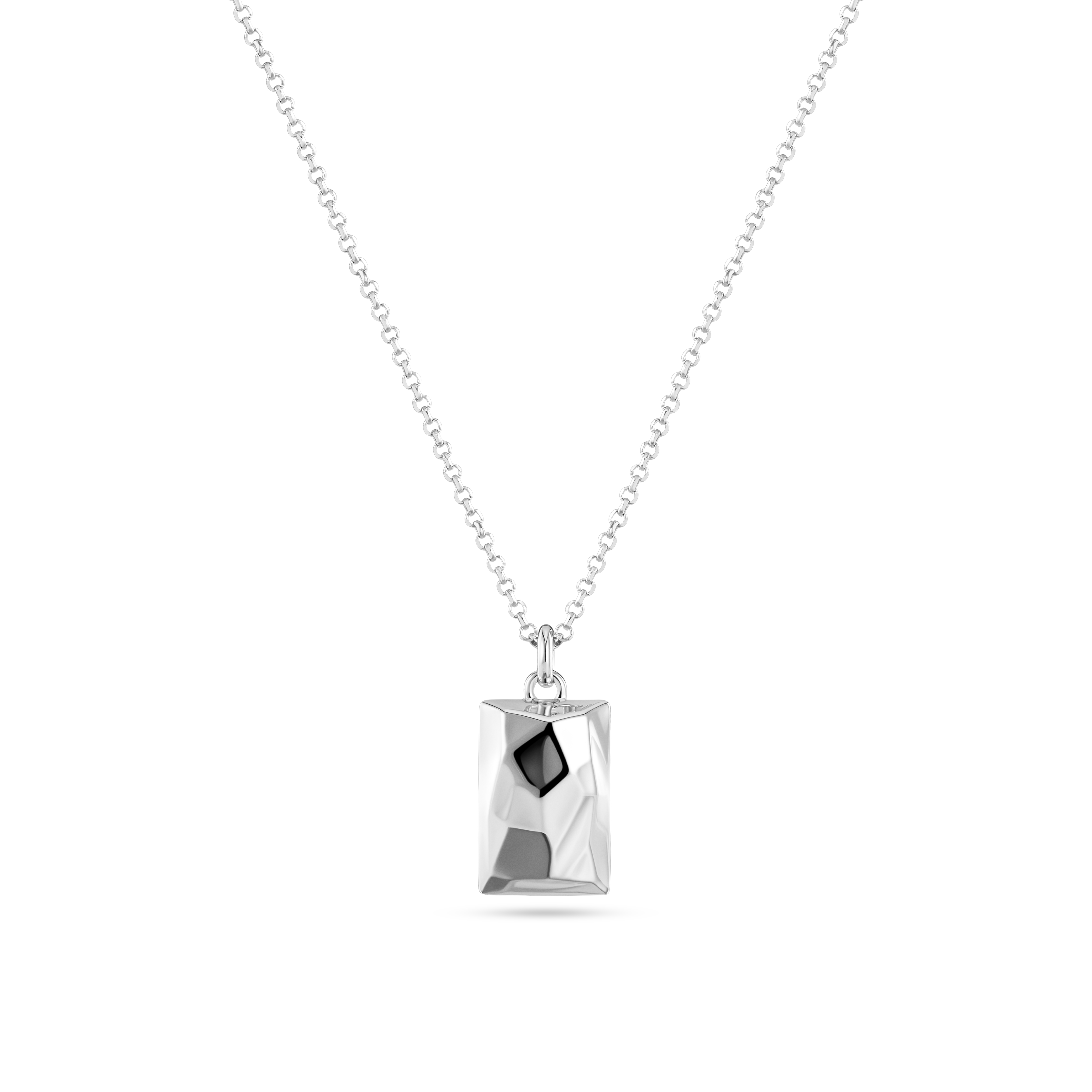 Roccia Rettangolo Necklace - Silver color, White