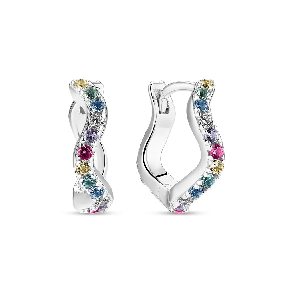 Øreringe Ellera Waves - Silver color, White, Pink, Blue, Green