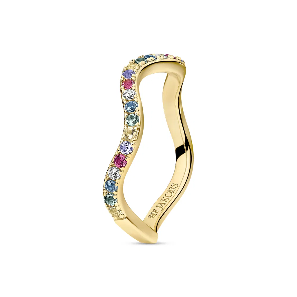 Ring Ellera Waves - Gold color, White, Pink, Blue, Green