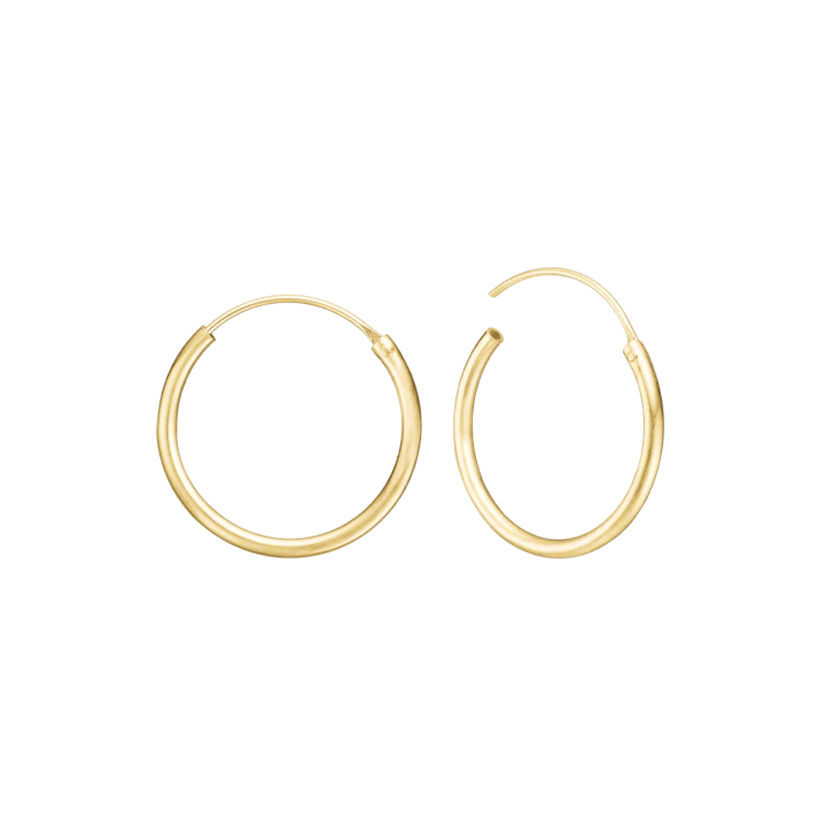 Creoles, 1.4 x 19 mm, 8kt